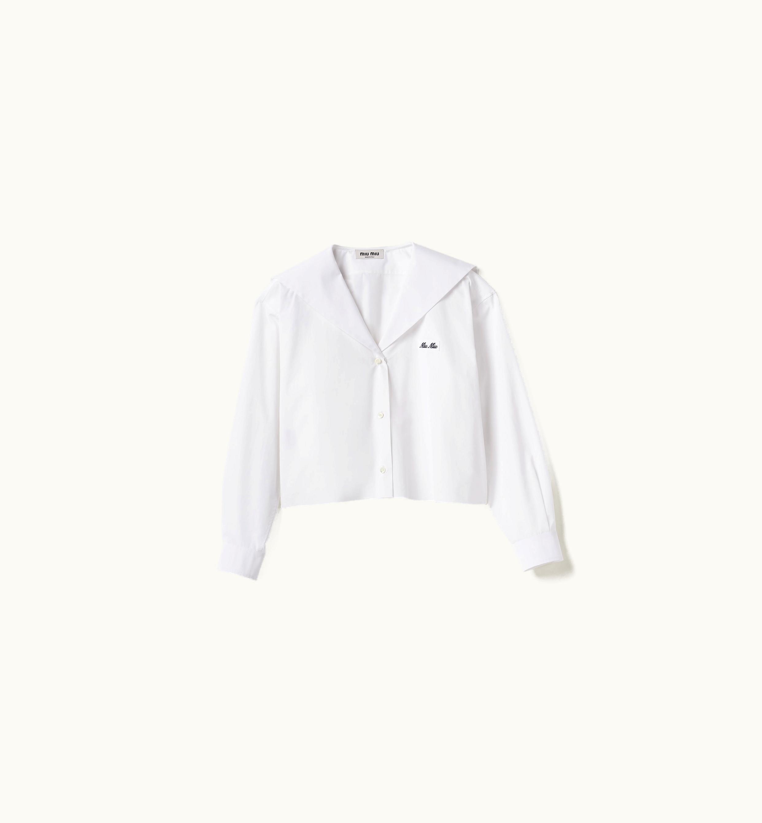Miu Miu Miu Miu Sailor Collar Poplin Shirt White