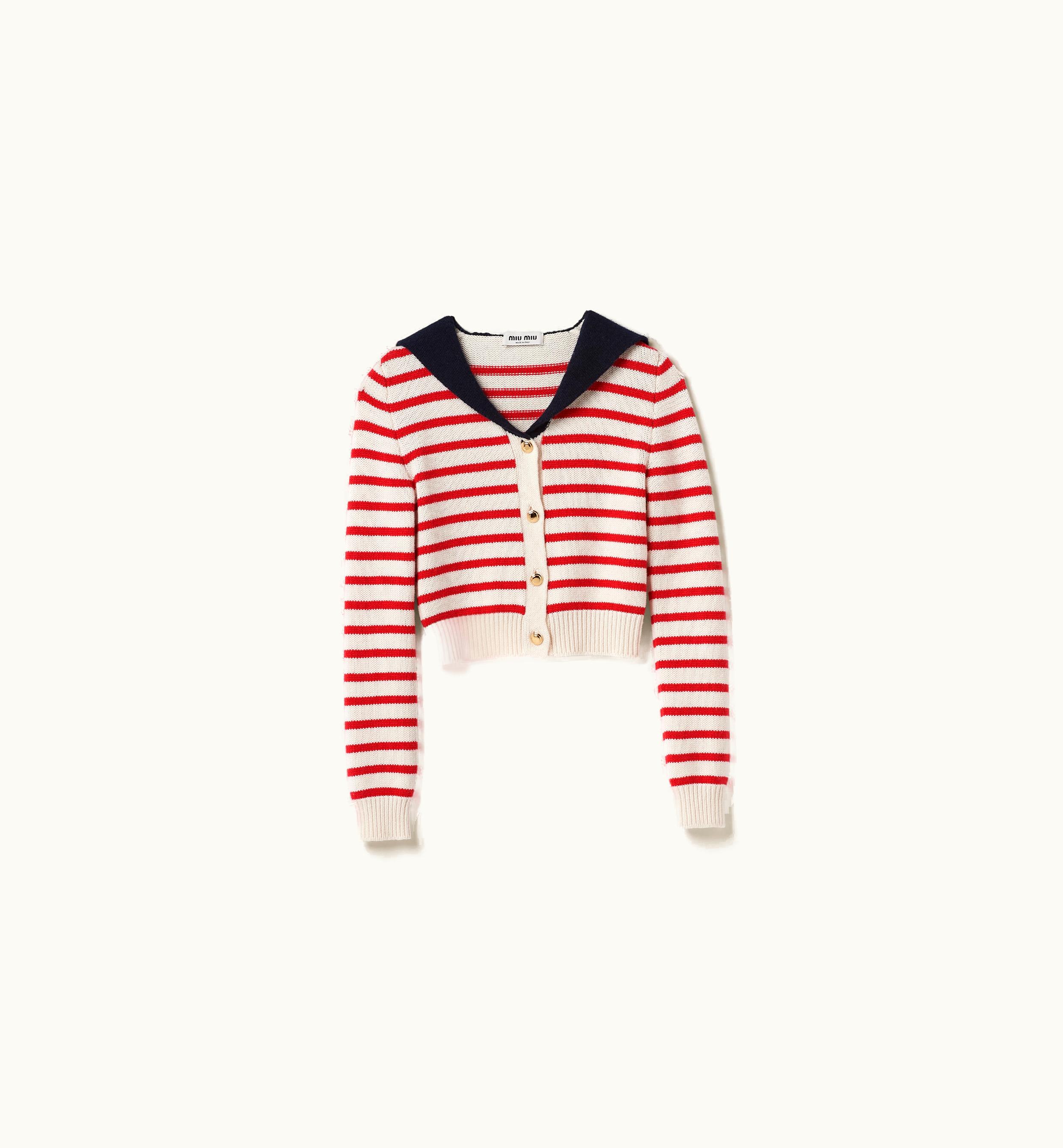 Miu Miu Miu Miu Cashmere Knit Cardigan Tan / Red
