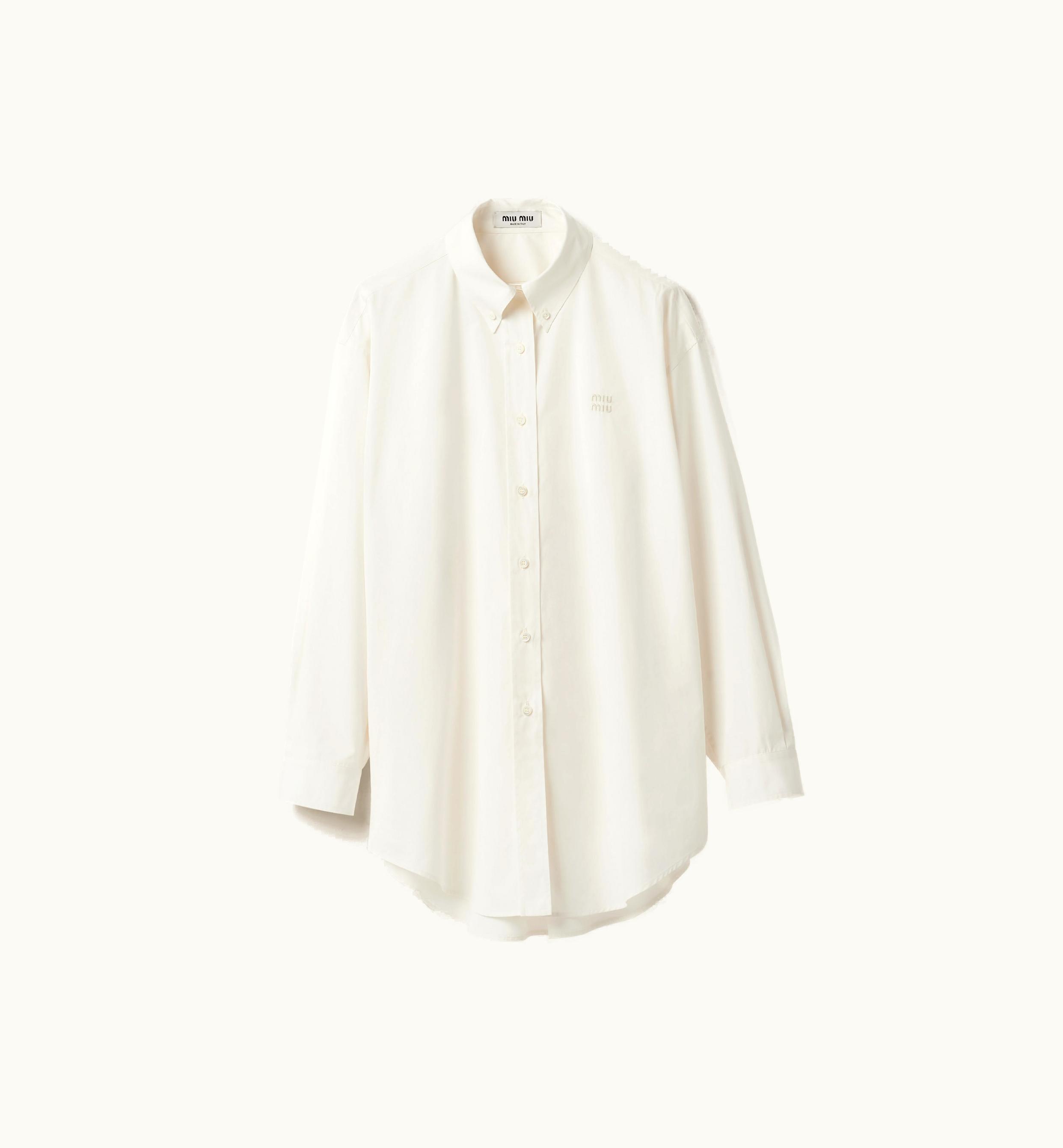 Miu Miu Miu Miu Oversized Poplin Shirt Ivory