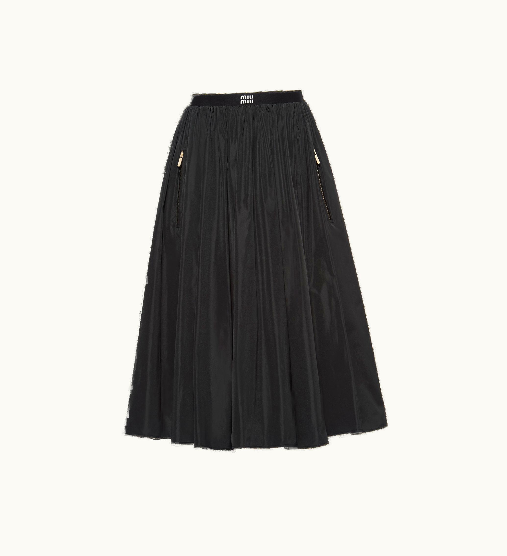 Miu Miu Miu Miu Full Technical Silk Skirt Black