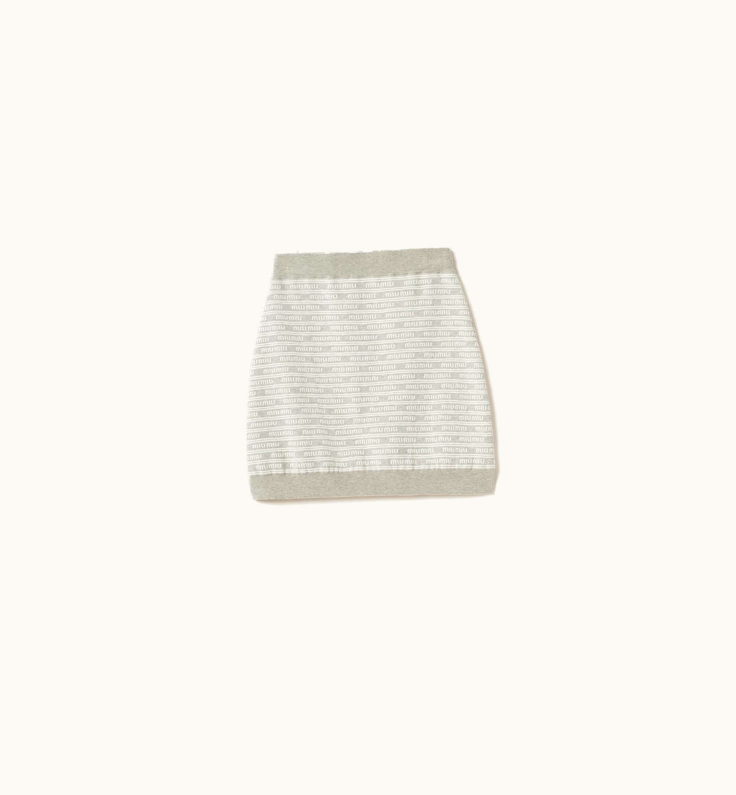 Miu Miu Miu Miu Cotton Miniskirt Marble Gray / Tan