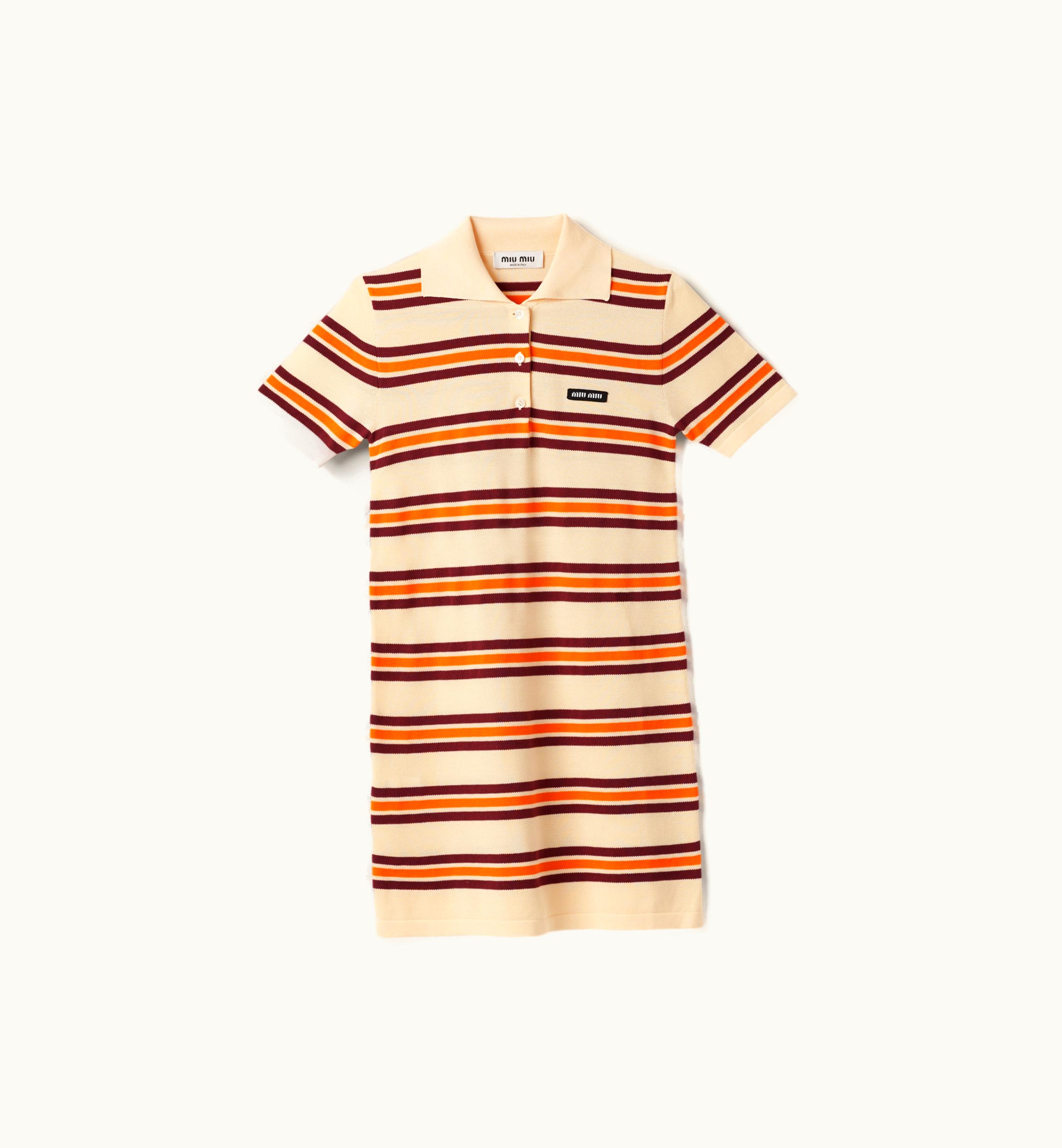 Miu Miu Miu Miu Silk And Cotton Polo Dress Cream