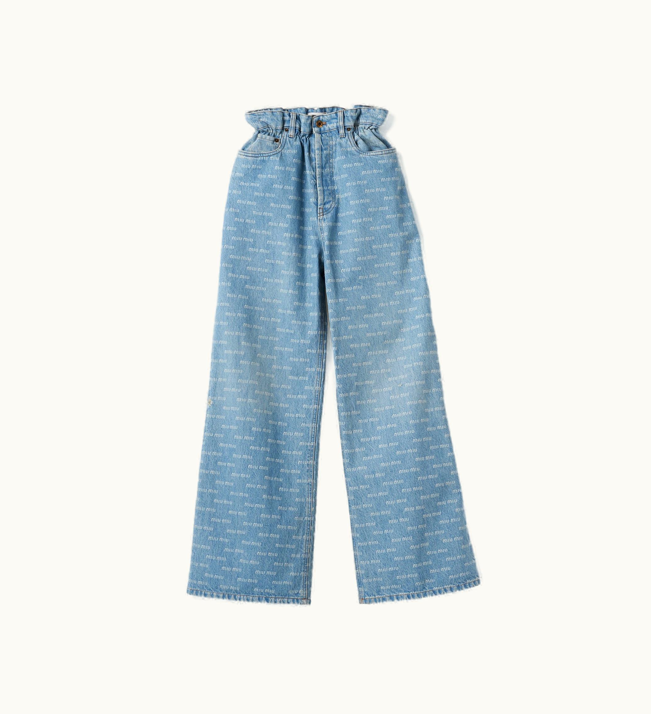 Miu Miu Miu Miu Vintage Washed Denim Paperbag Waist Jeans Sapphire Blue