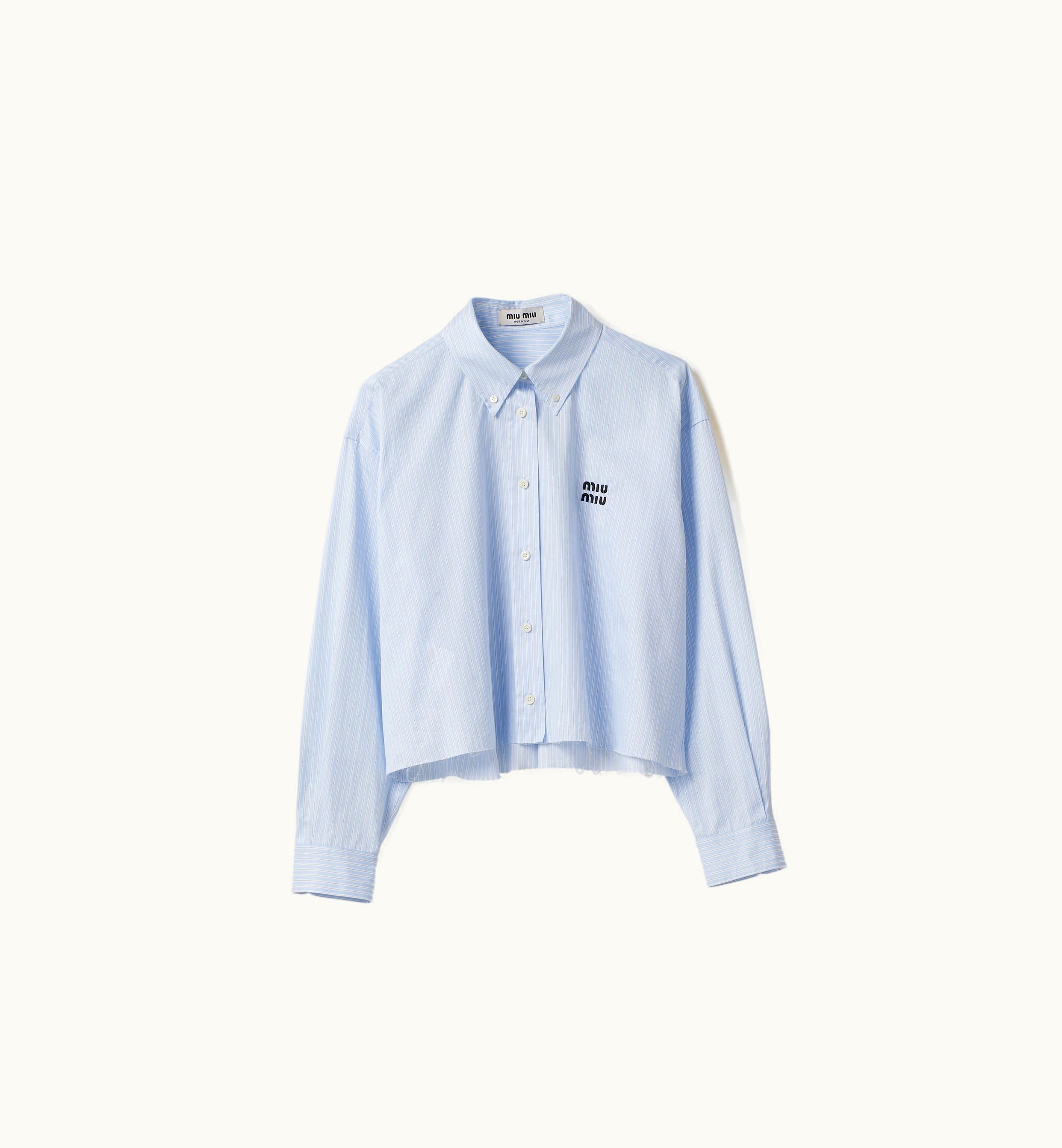 Miu Miu Miu Miu Rebel Boxy Shirt Sky Blue / White