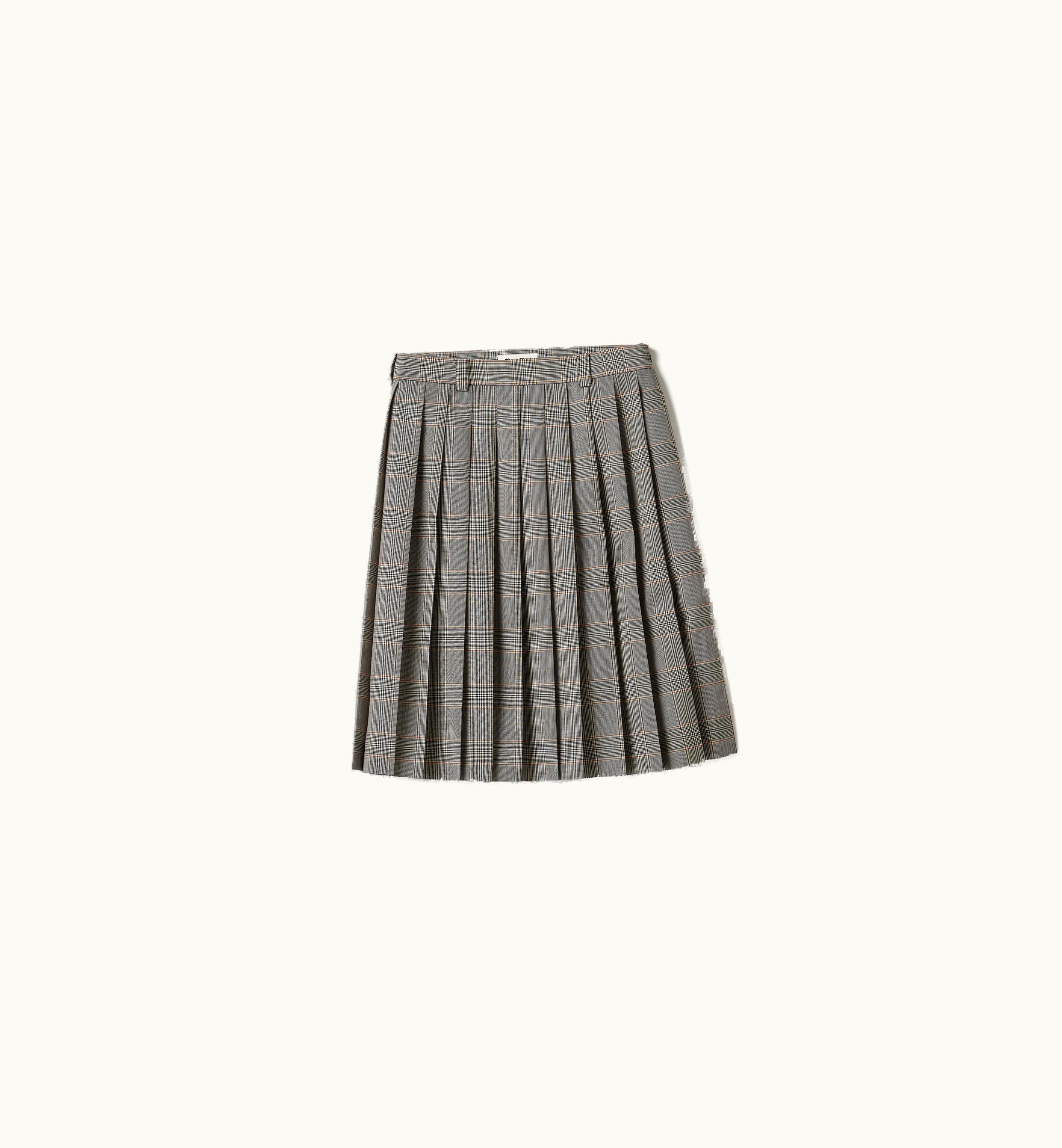 Miu Miu Miu Miu Prince Of Wales Check Pleated Skirt Cinnamon