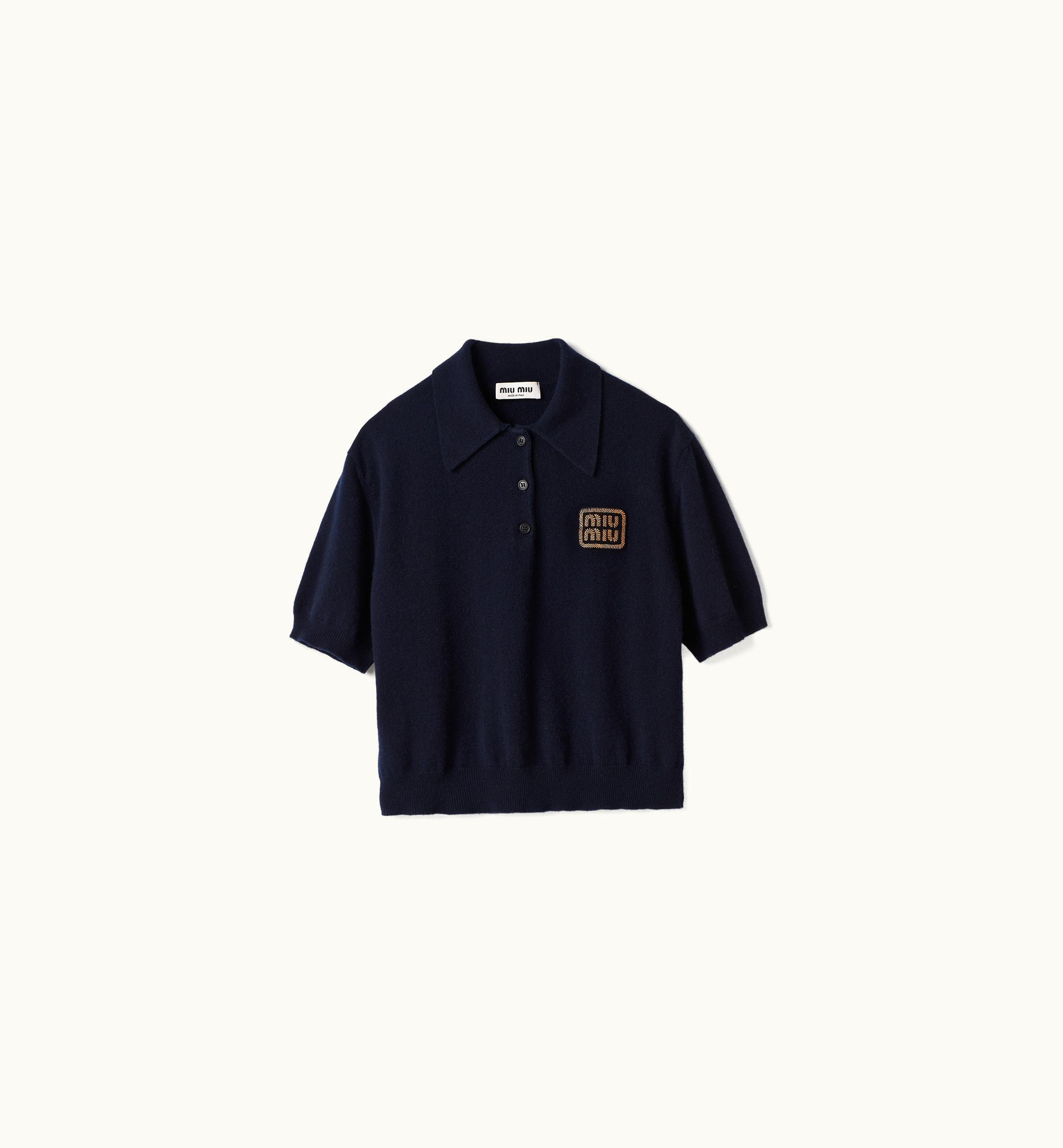 Miu Miu Miu Miu Cashmere Knit Polo Shirt Navy