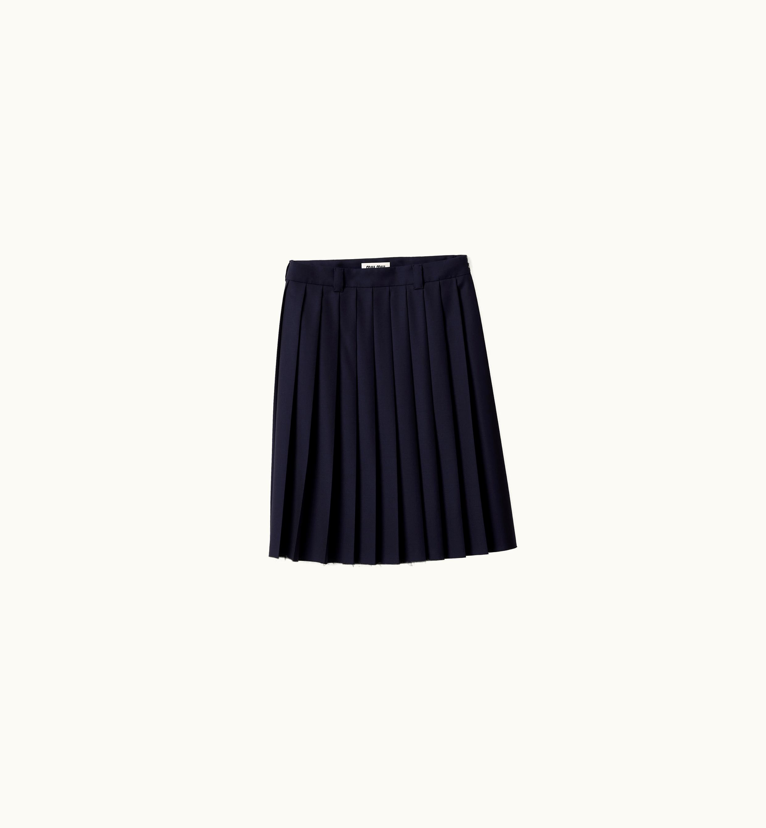 Miu Miu Miu Miu Pleated Batavia Skirt Navy