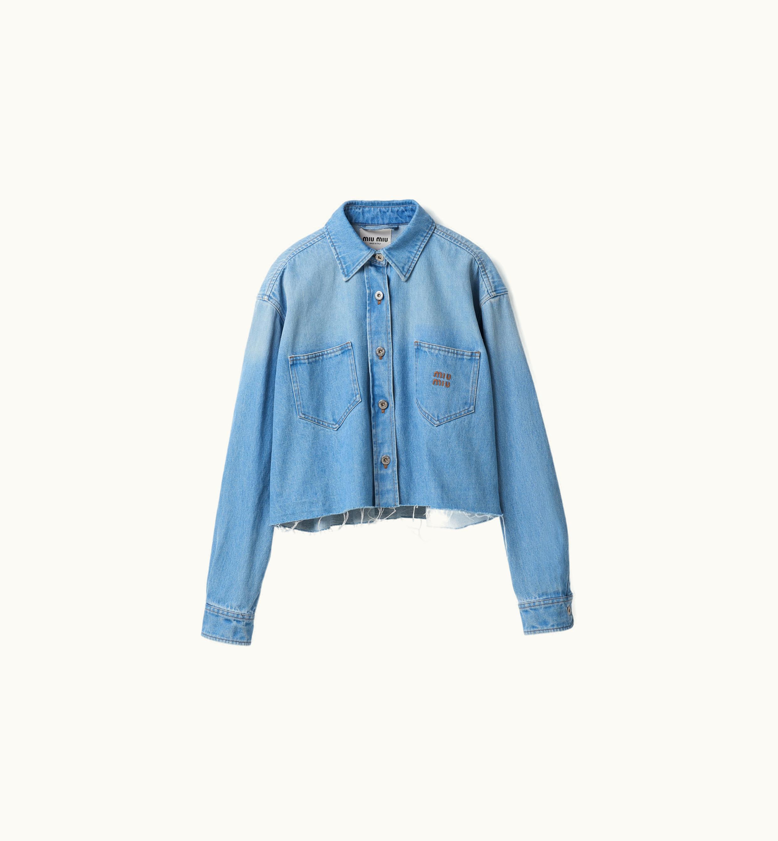Miu Miu Miu Miu Relaxed Fit Denim Blouson Jacket Sapphire Blue