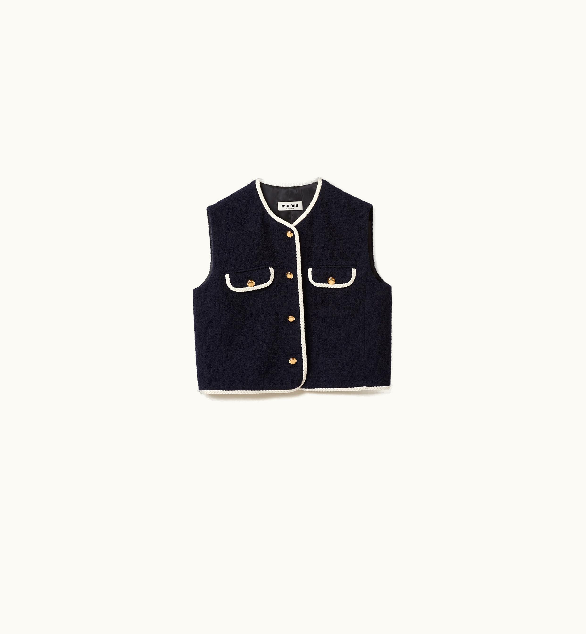 Miu Miu Miu Miu Single-breasted Tweed Vest Navy