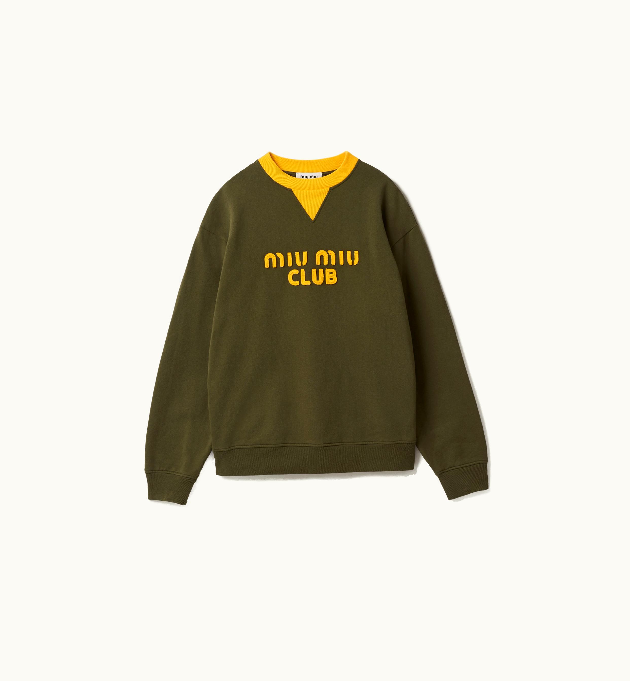 Miu Miu Miu Miu Cotton Fleece Sweatshirt With Embroidered Logo Camouflage / Yellow