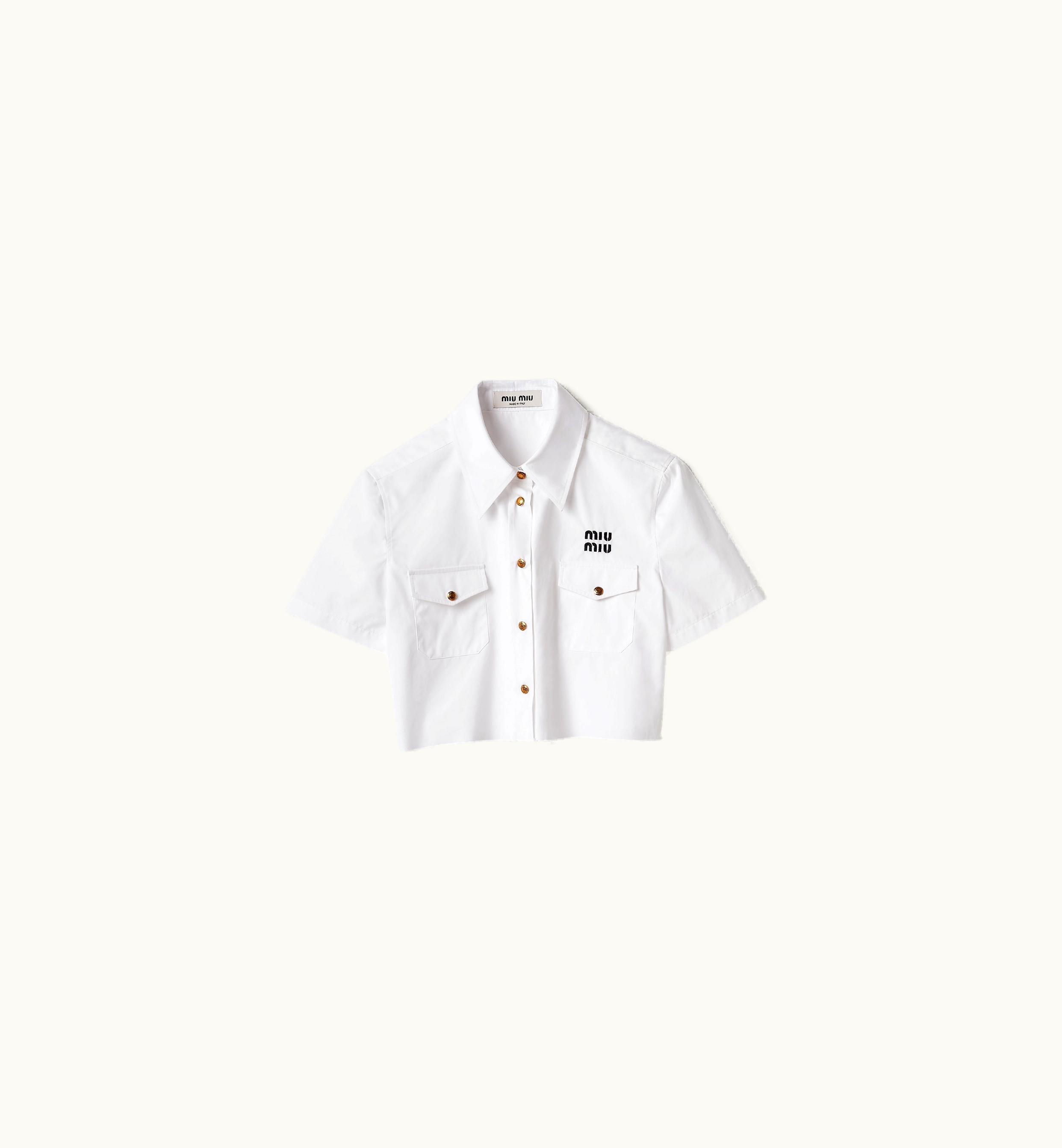 Miu Miu Miu Miu Cropped Poplin Shirt White