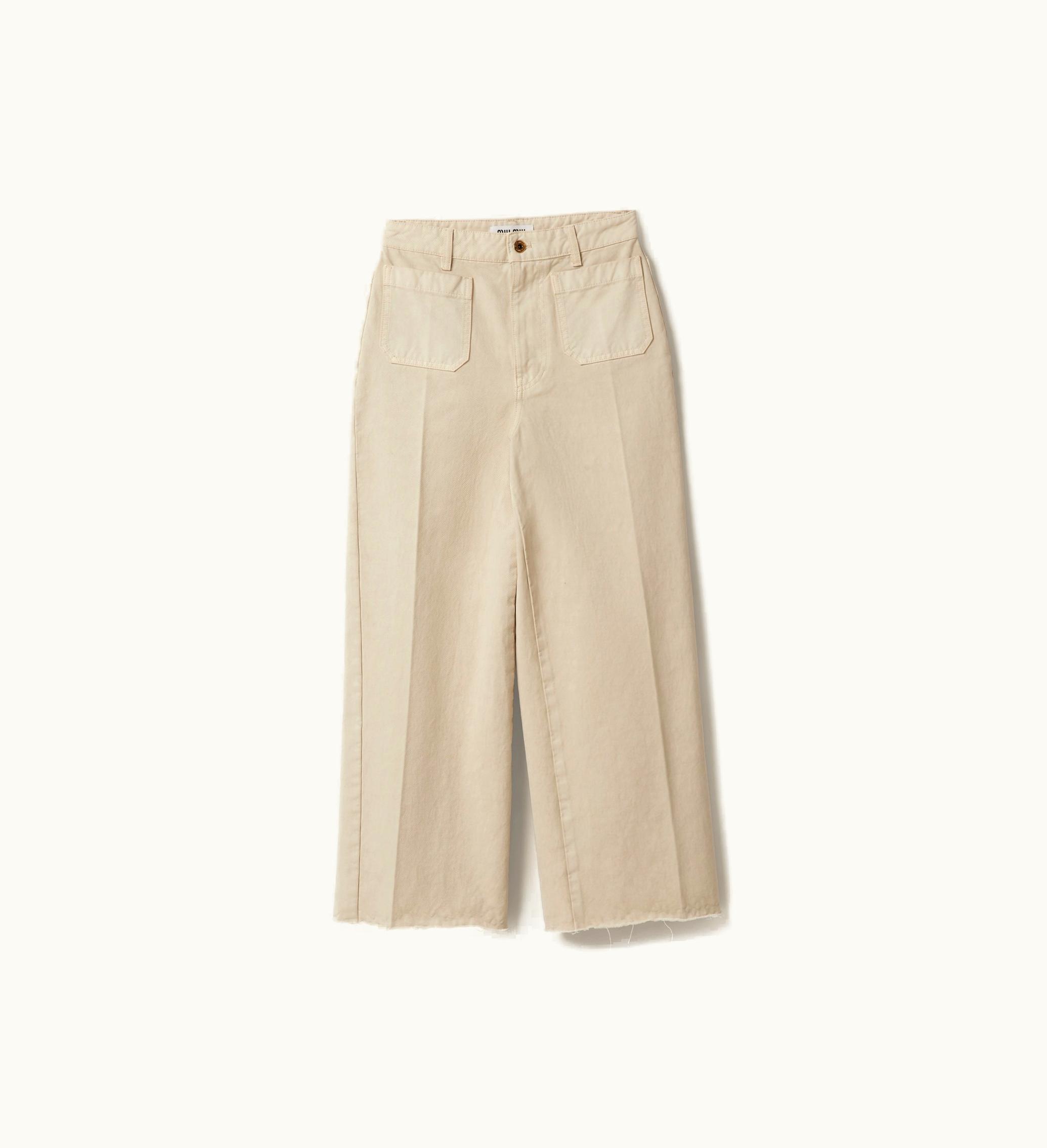 Miu Miu Miu Miu Garment-dyed Gabardine Pants Chalk White