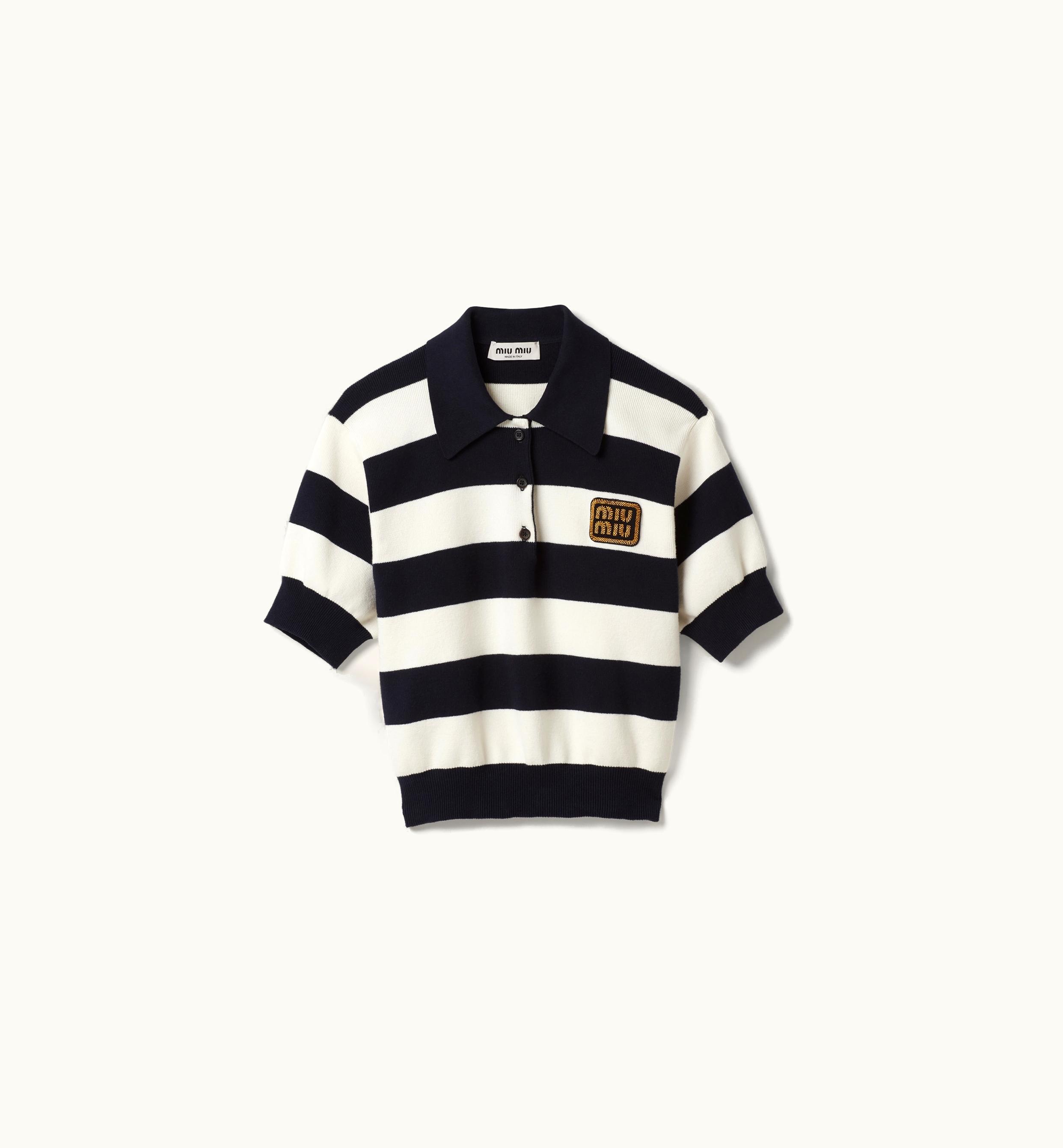 Miu Miu Miu Miu Cotton Jersey Polo Shirt Blue / White