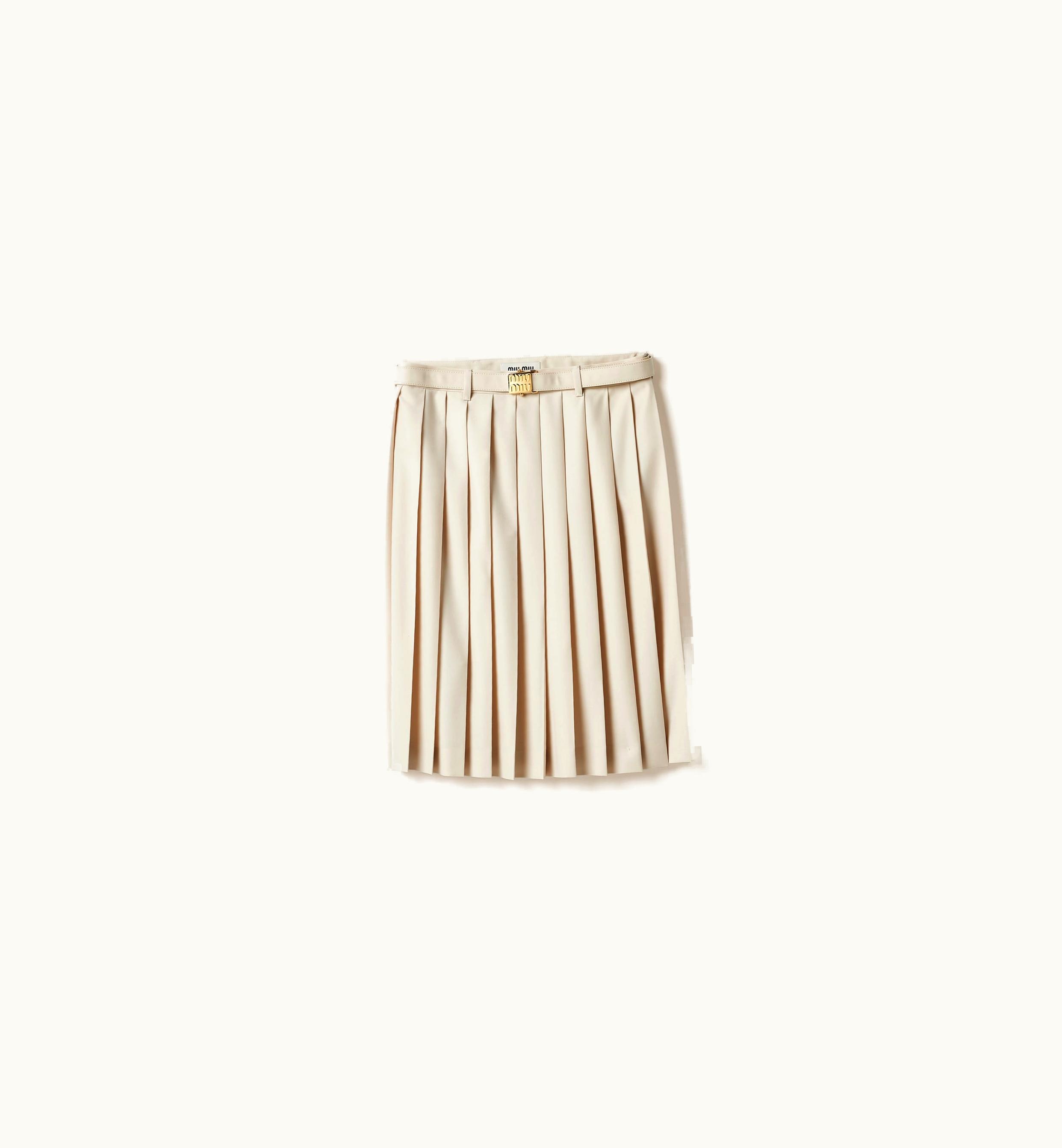 Miu Miu Miu Miu Pleated Batavia Skirt Natural