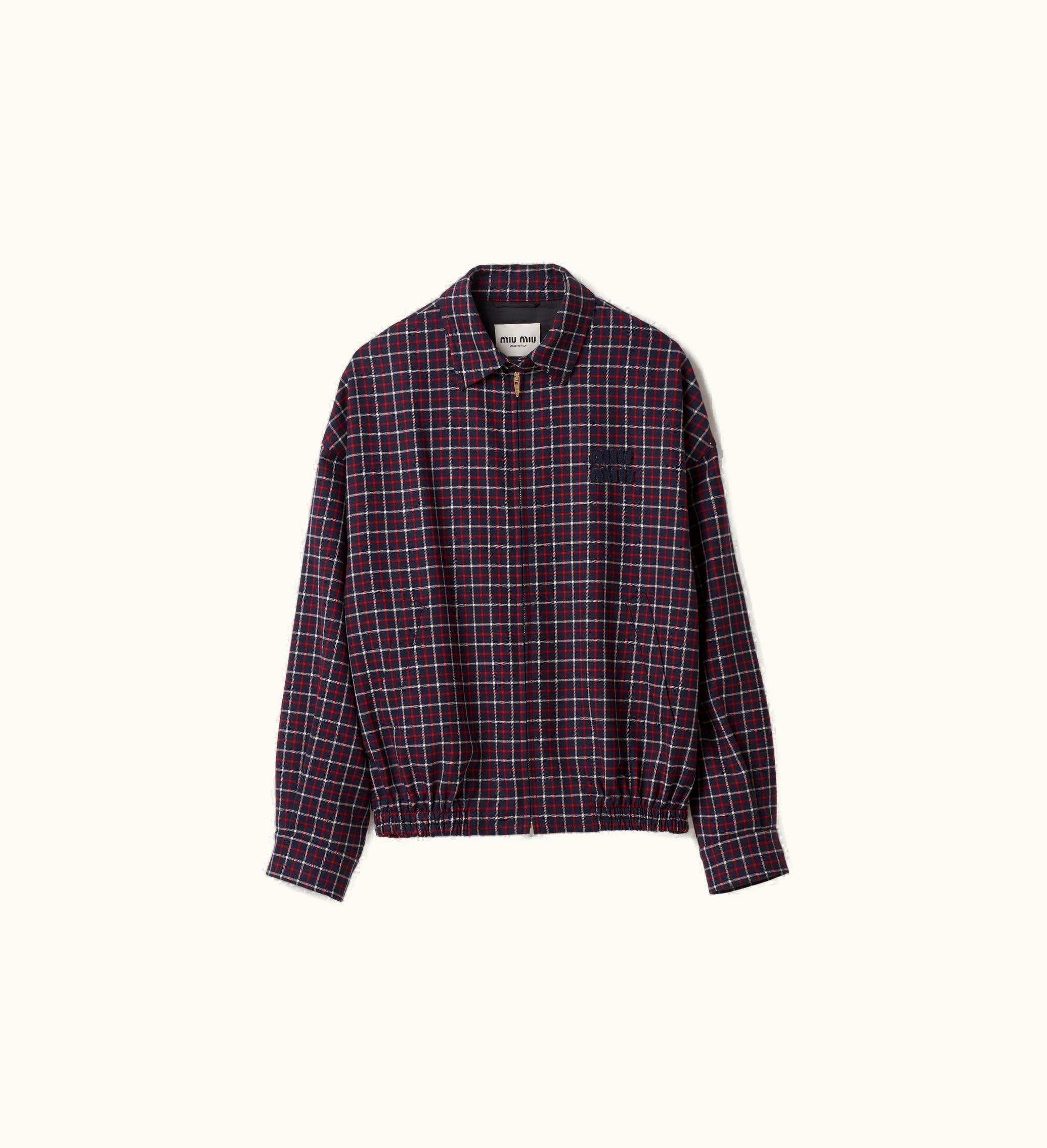 Miu Miu Miu Miu Checked Wool Blouson Jacket Blue / Red