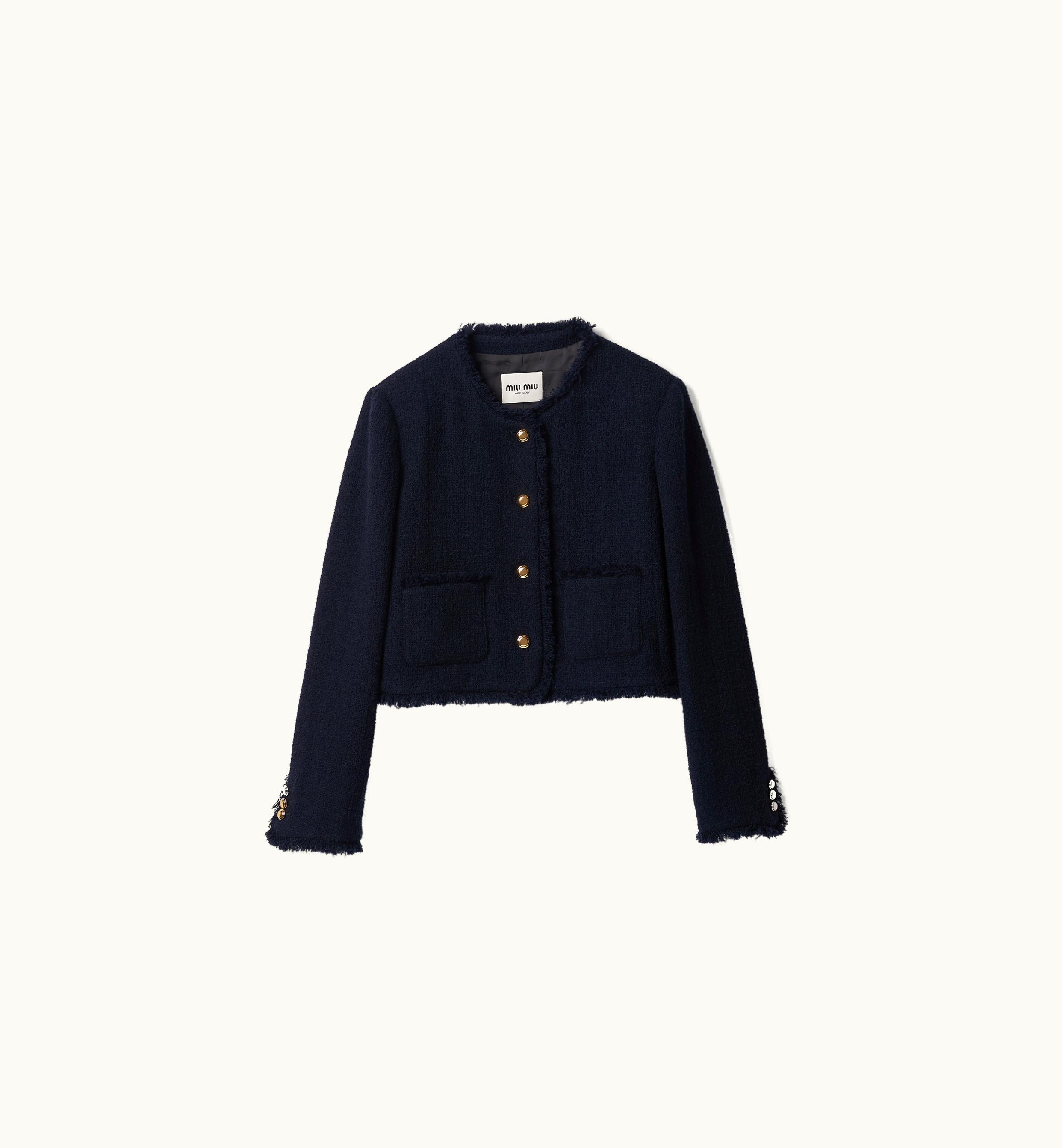 Miu Miu Miu Miu Classic Gold-buttoned Tweed Jacket Navy
