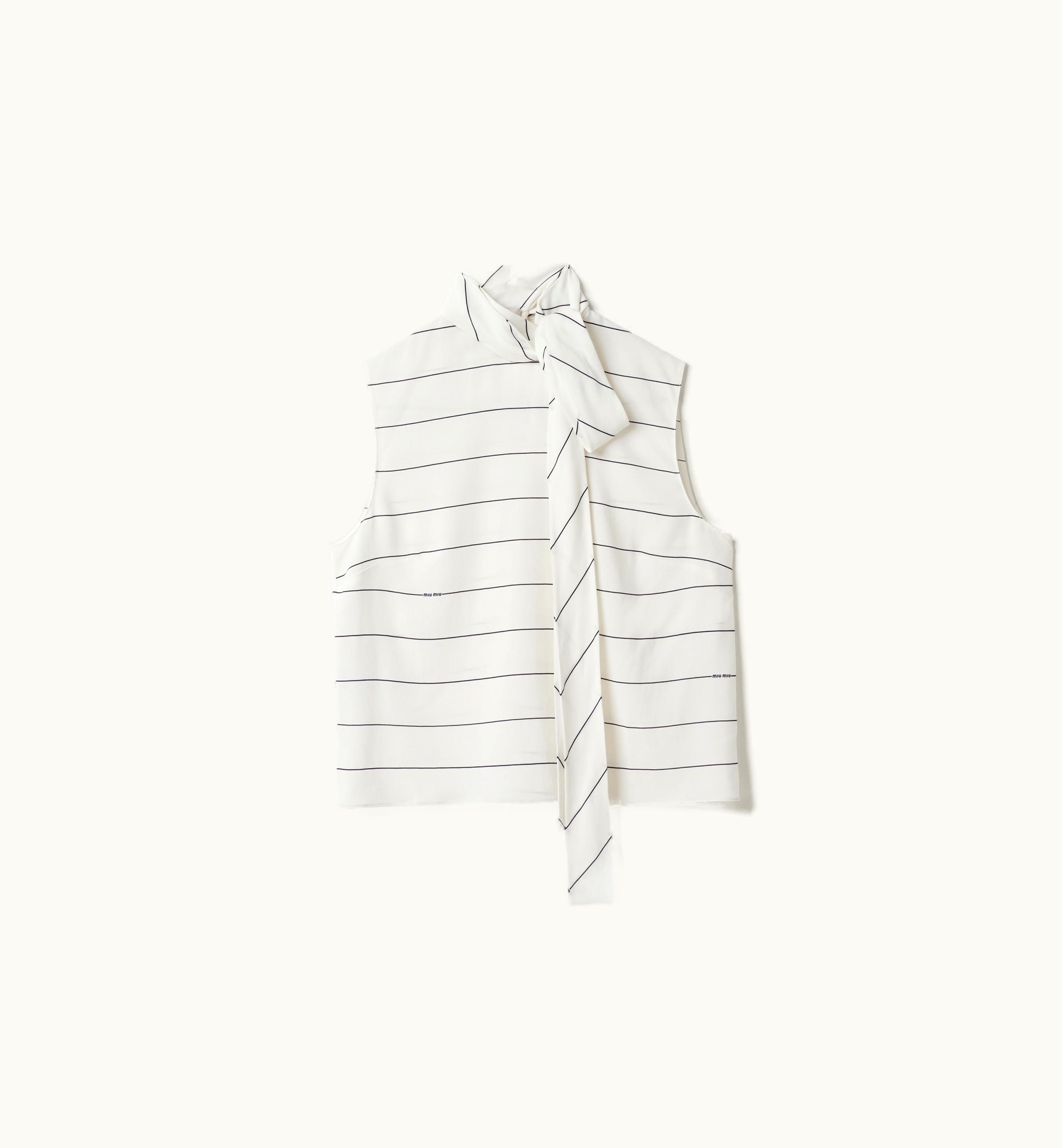 Miu Miu Miu Miu Striped Sablé Top White / Blue