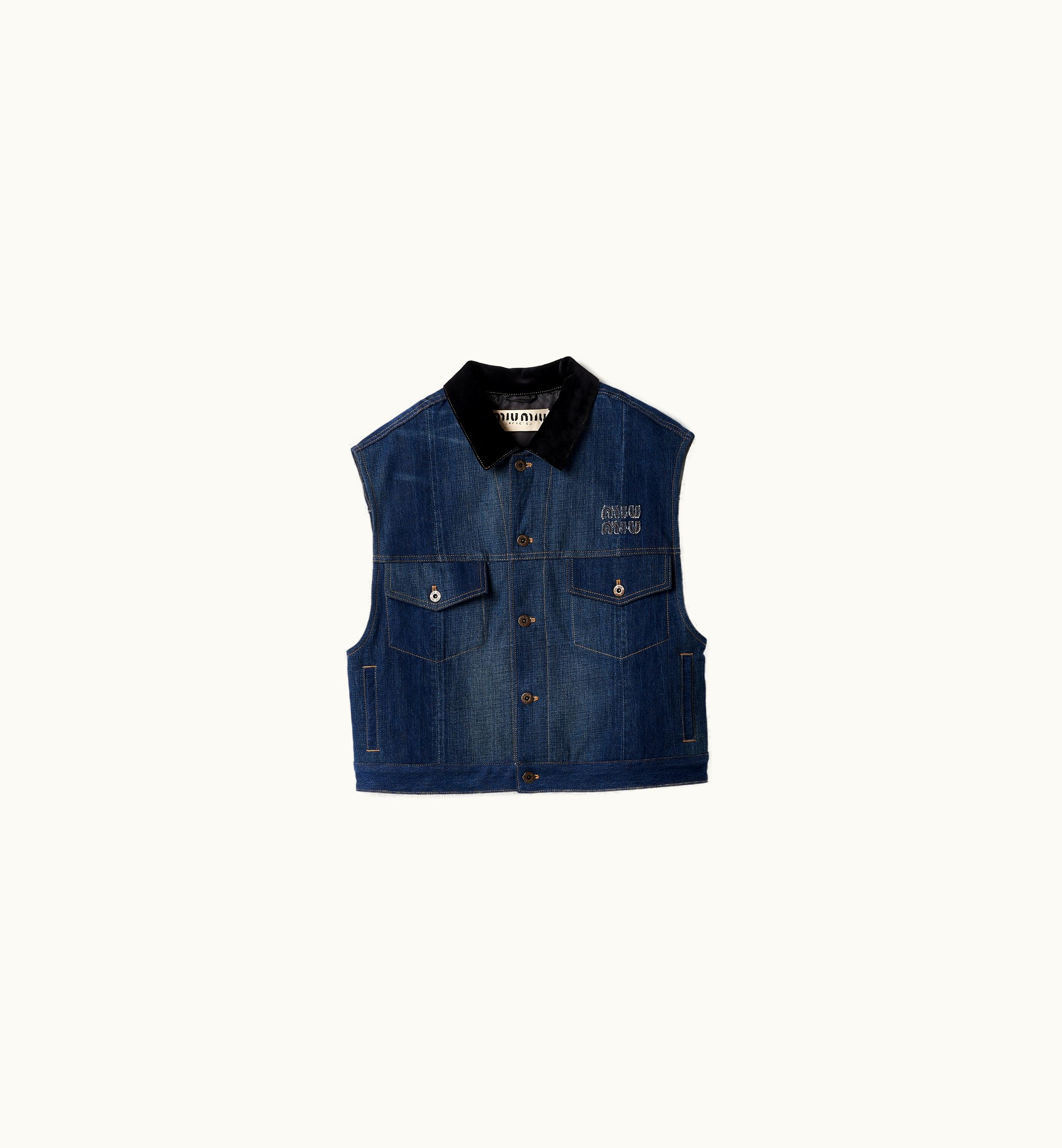 Miu Miu Miu Miu Denim Trucker Vest Navy