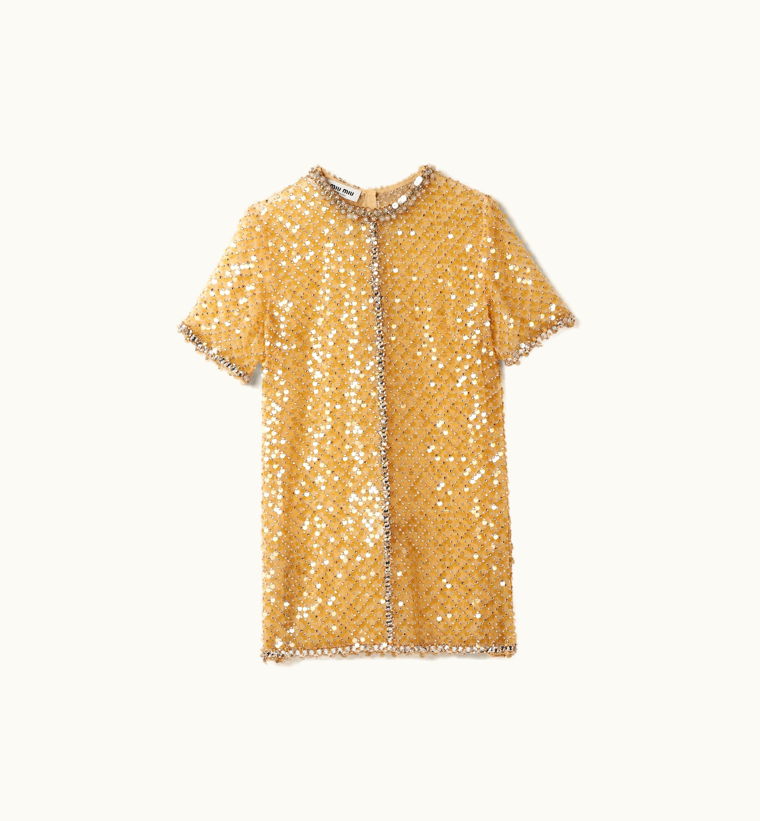 Miu Miu Miu Miu Embroidered Organza mini-dress Sand Beige