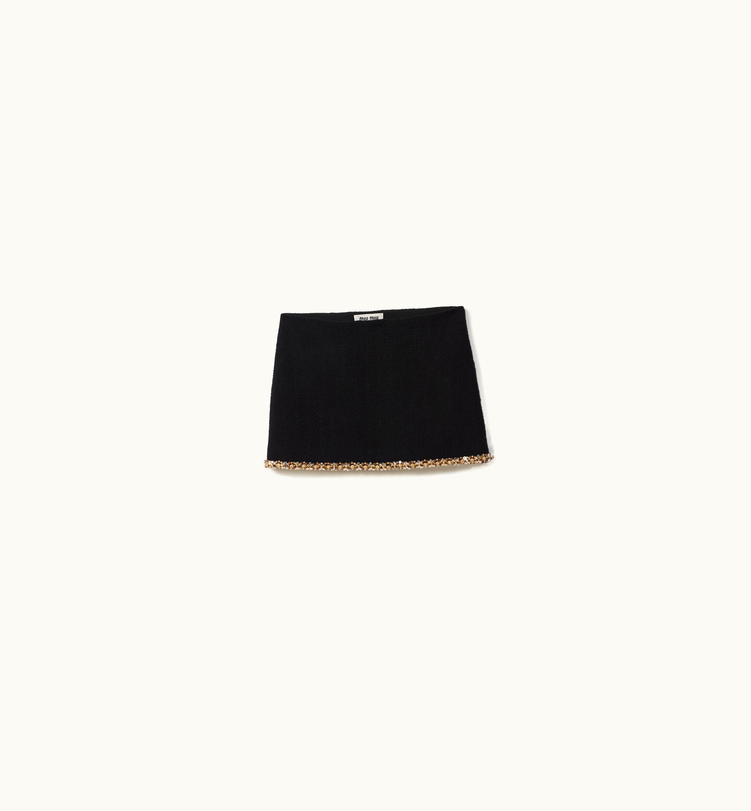 Miu Miu Miu Miu Embroidered Tweed Miniskirt Black