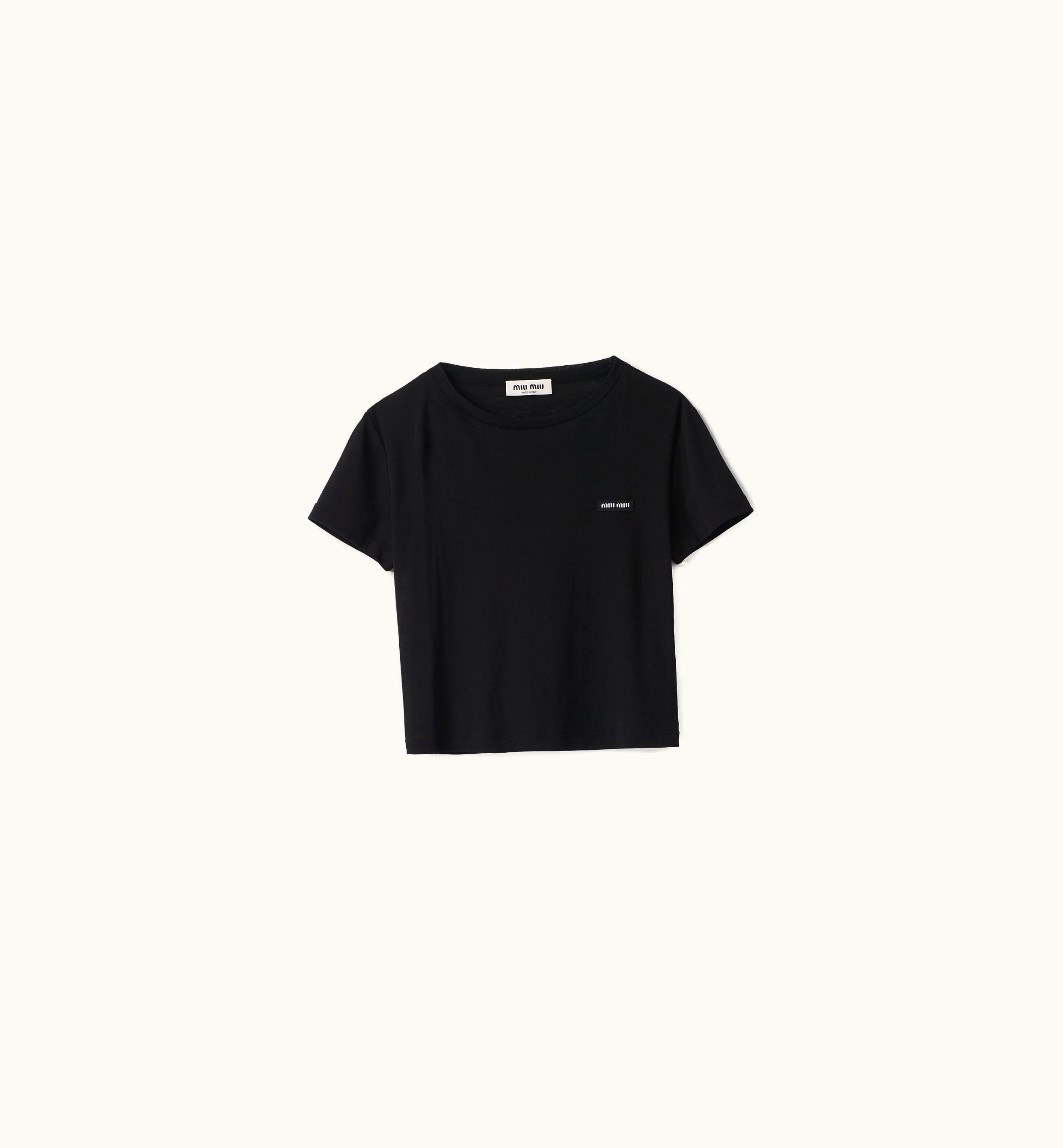 Miu Miu Miu Miu Ribbed Jersey T-shirt Black
