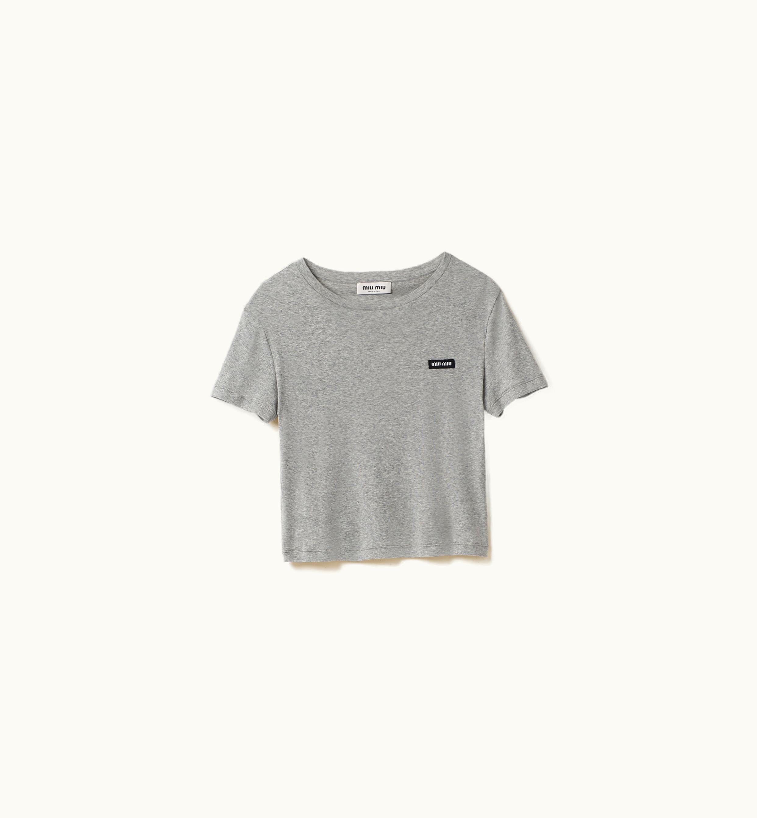 Miu Miu Miu Miu Ribbed Jersey T-shirt Grey