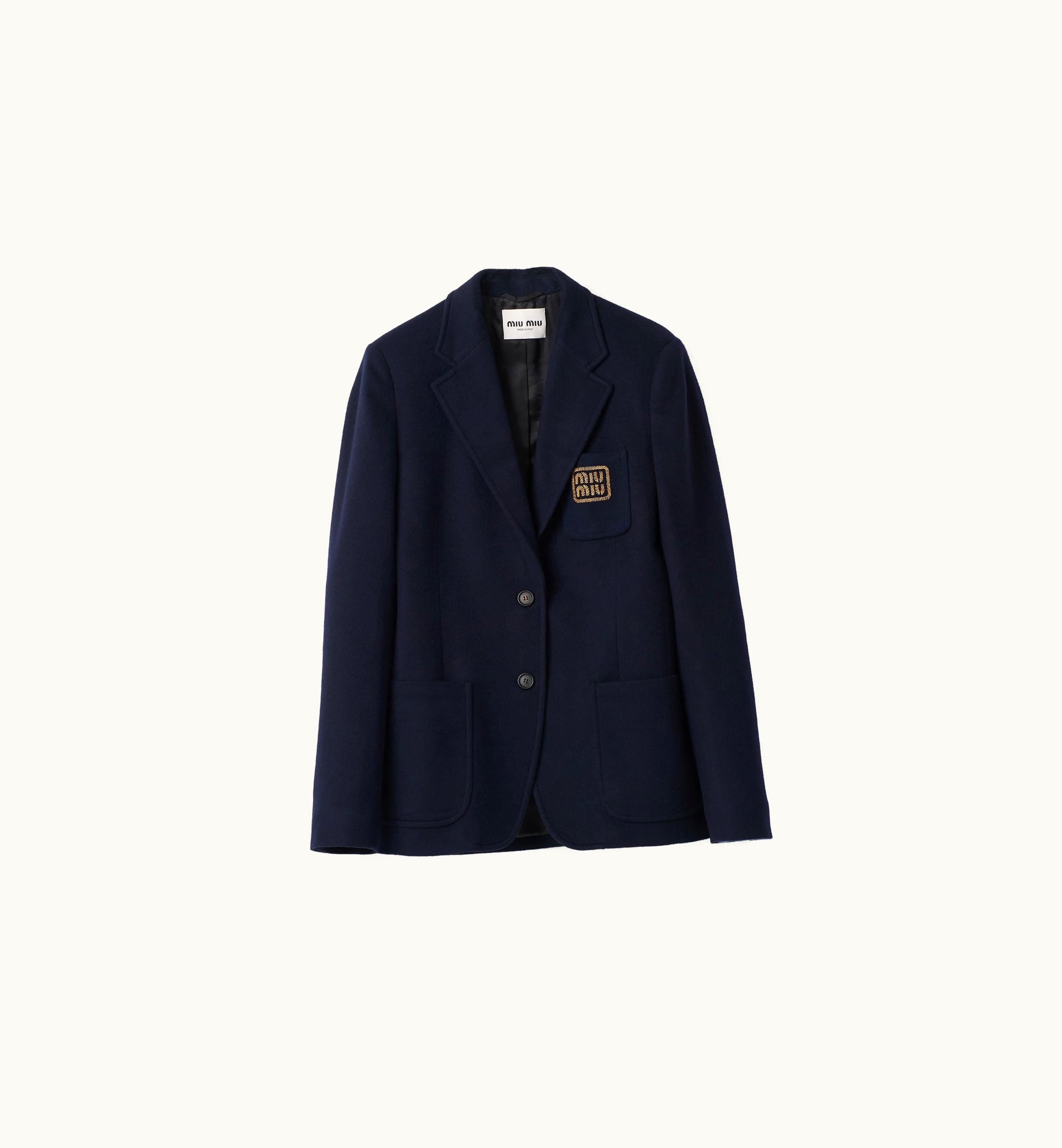 Miu Miu Miu Miu Single-breasted Velour Jacket Navy