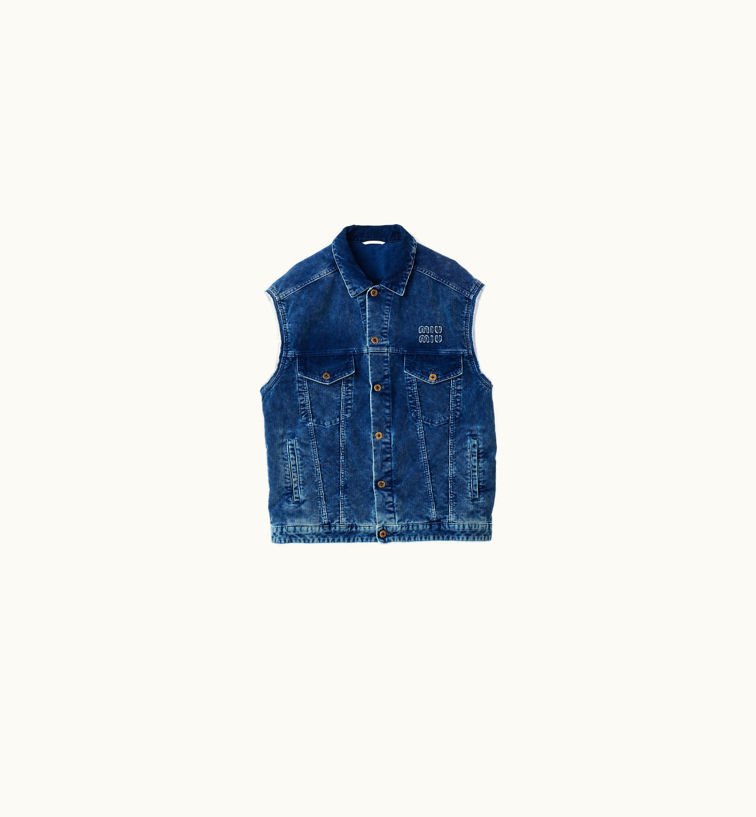 Miu Miu Miu Miu Washed Velvet Vest Indigo Blue