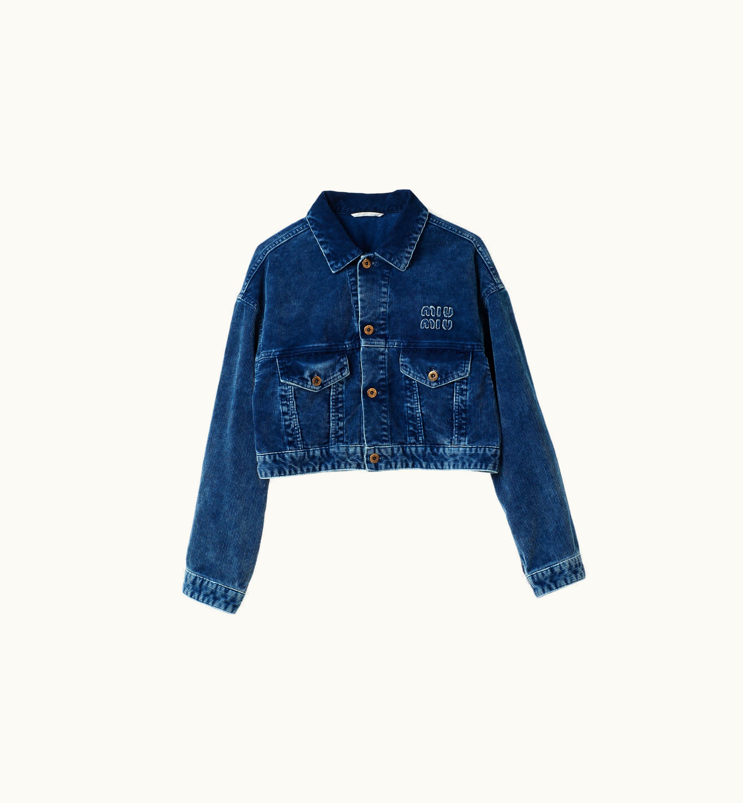 Miu Miu Miu Miu Washed Velvet Blouson Jacket Indigo Blue