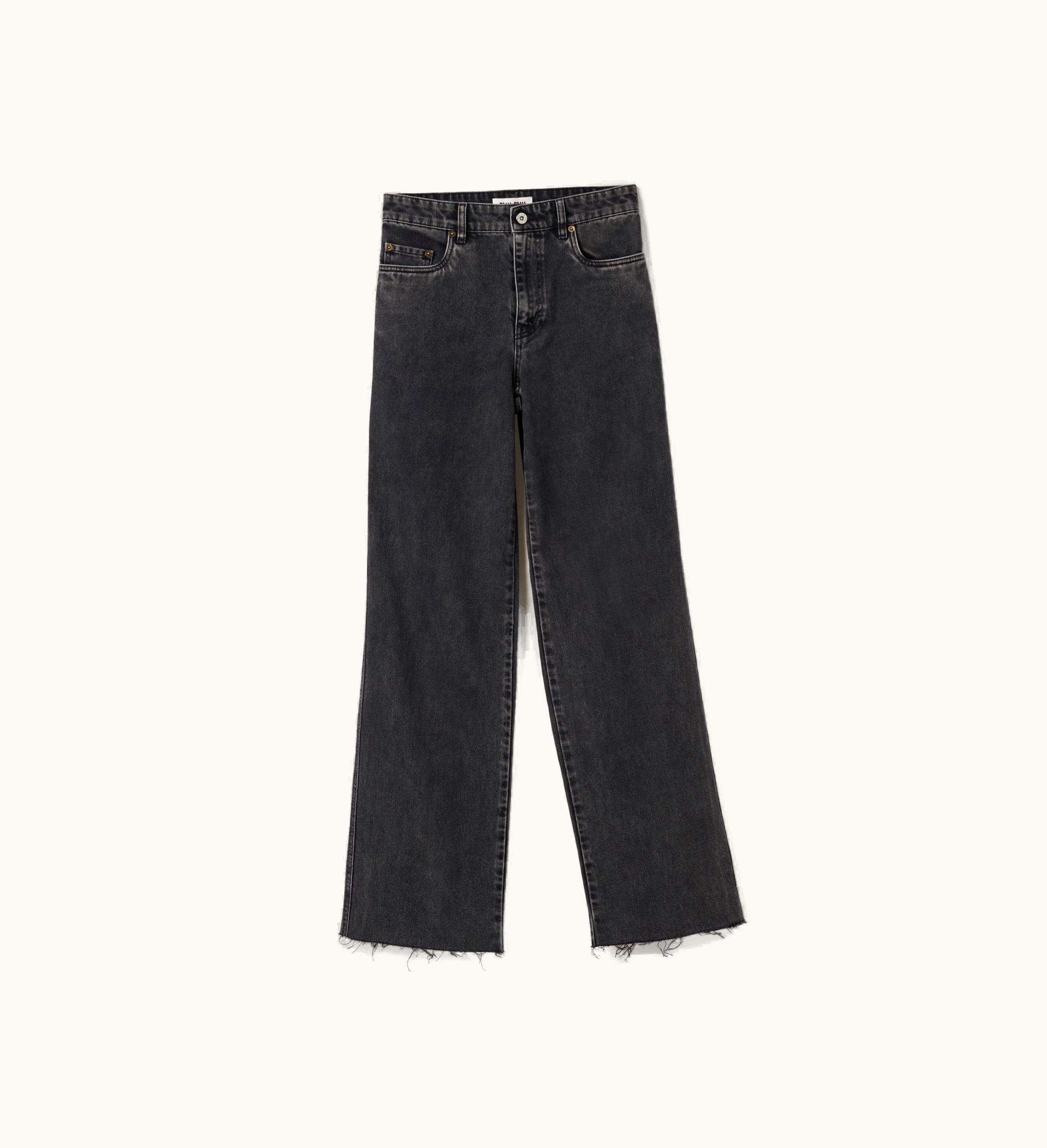 Miu Miu Miu Miu Embroidered Logo Black Denim Jeans Black