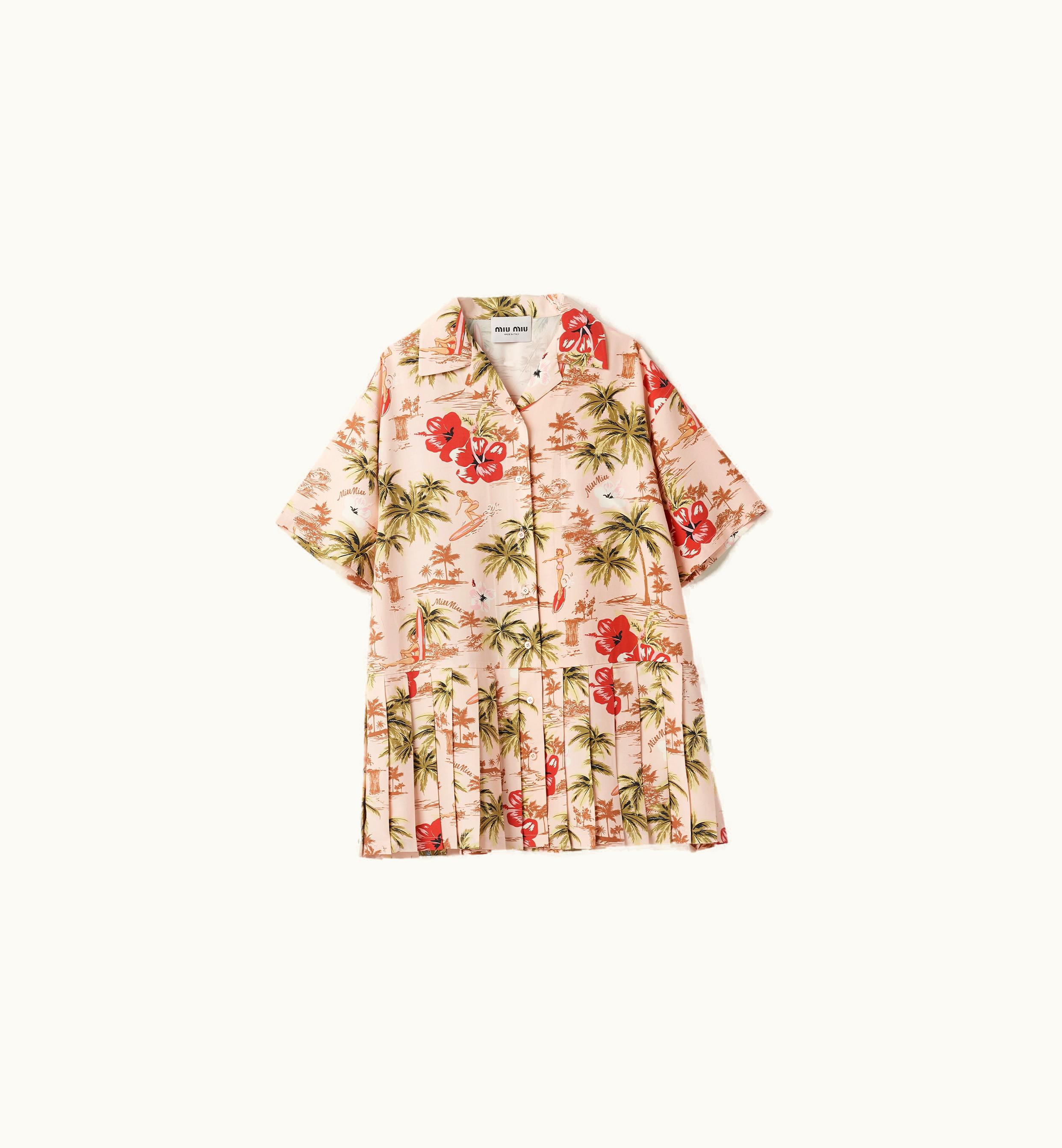 Miu Miu Miu Miu Printed Silk mini-dress Peach