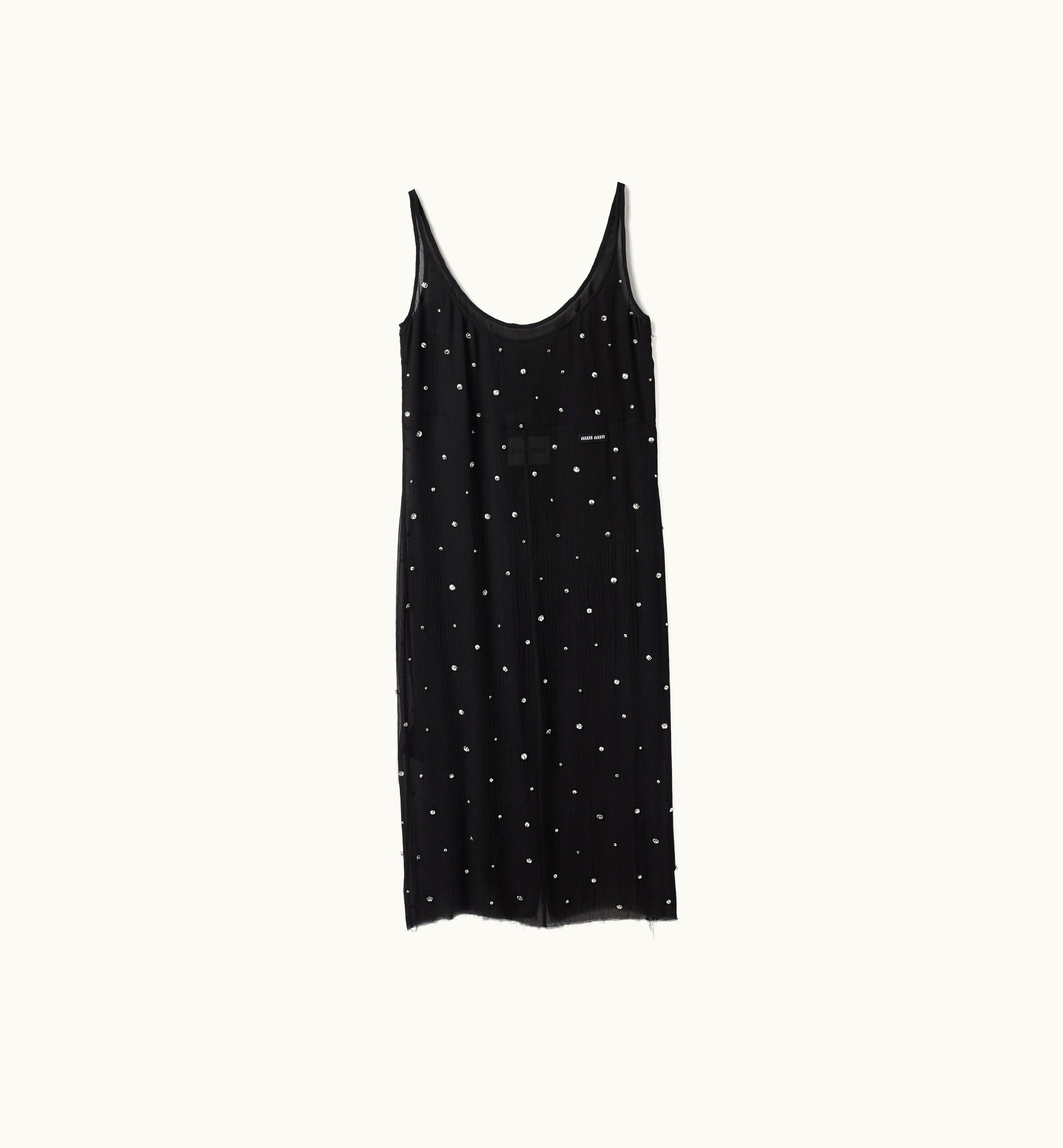 Miu Miu Miu Miu Embroidered Diamanté Chiffon Dress Black