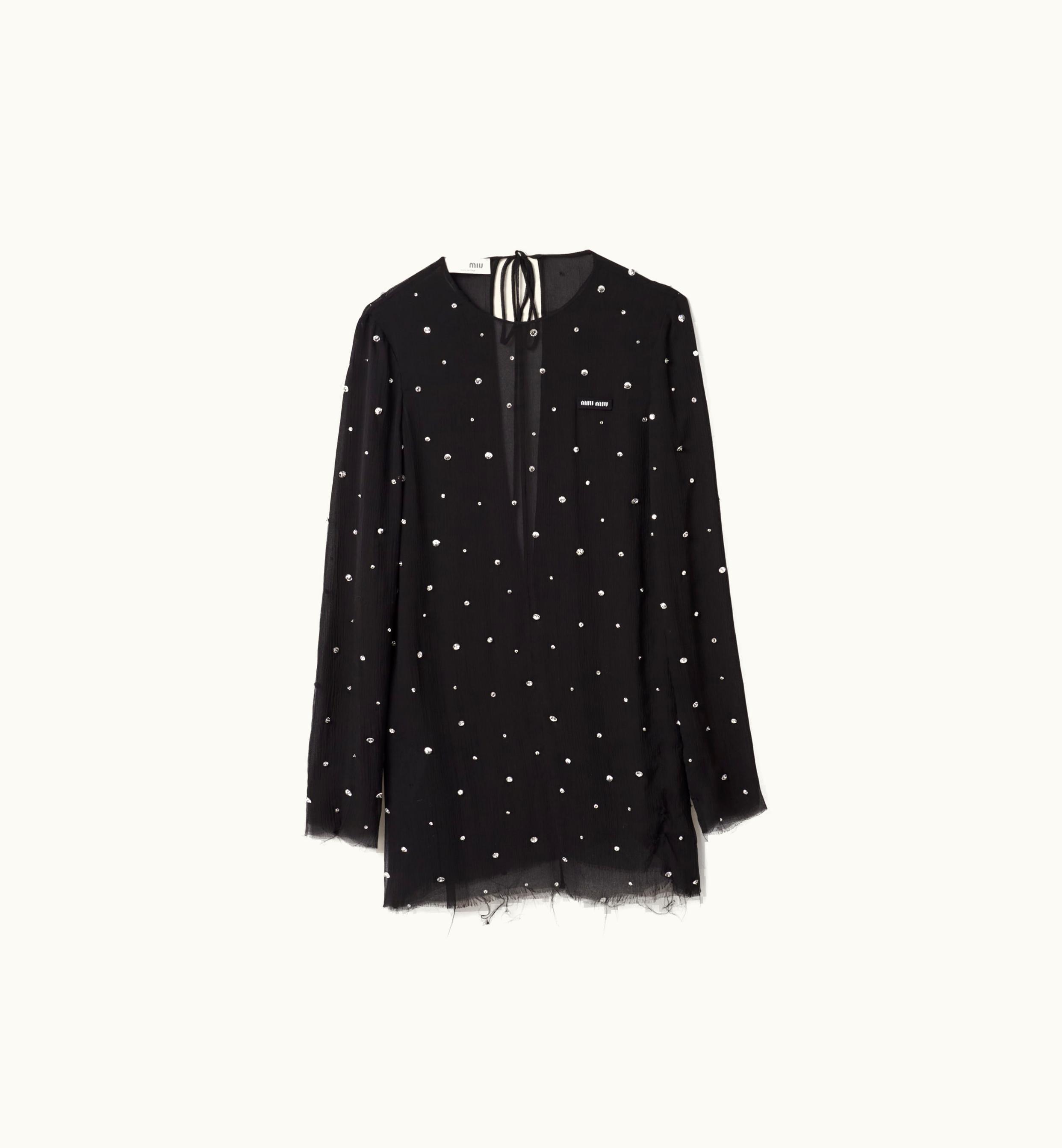 Miu Miu Miu Miu MF5218_139I_F0002_S_OOO Embroidered Chiffon Dress Black