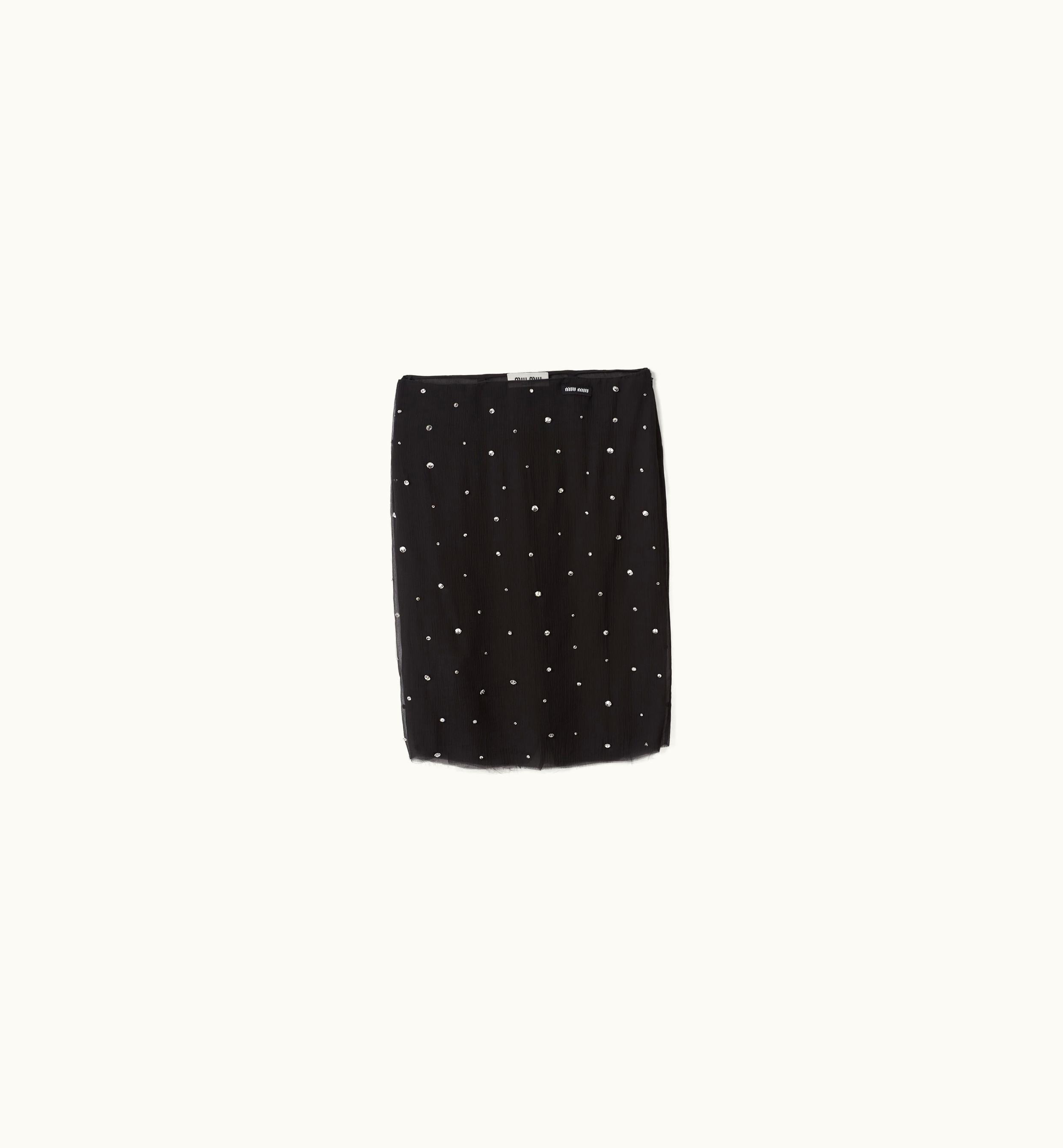 Miu Miu Miu Miu Embroidered Chiffon Skirt Black
