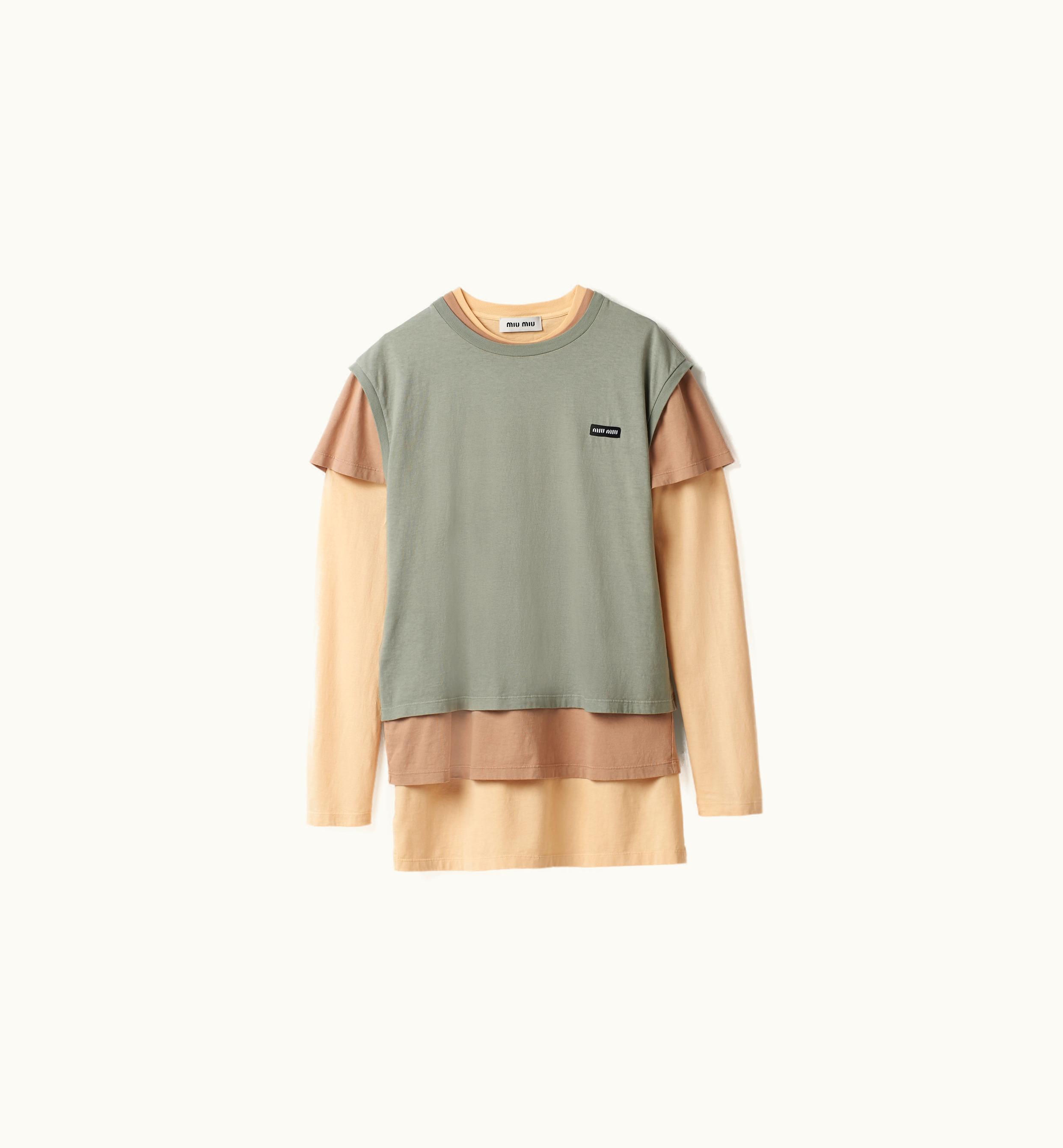 Miu Miu Miu Miu Set Of 3 Jersey T-shirts Apricot / Cord / Aluminum