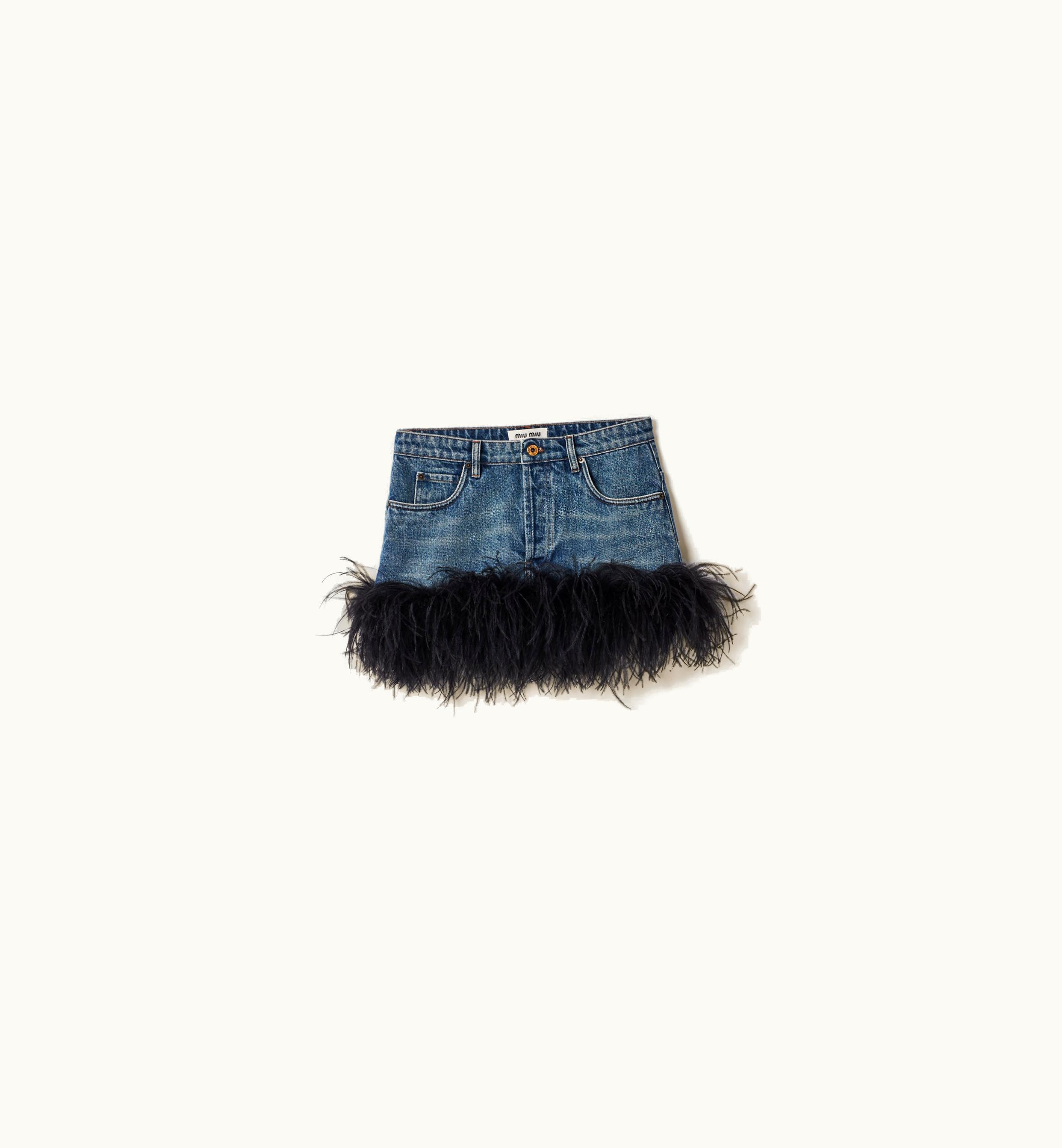 Miu Miu Miu Miu Denim Miniskirt Blue / Black