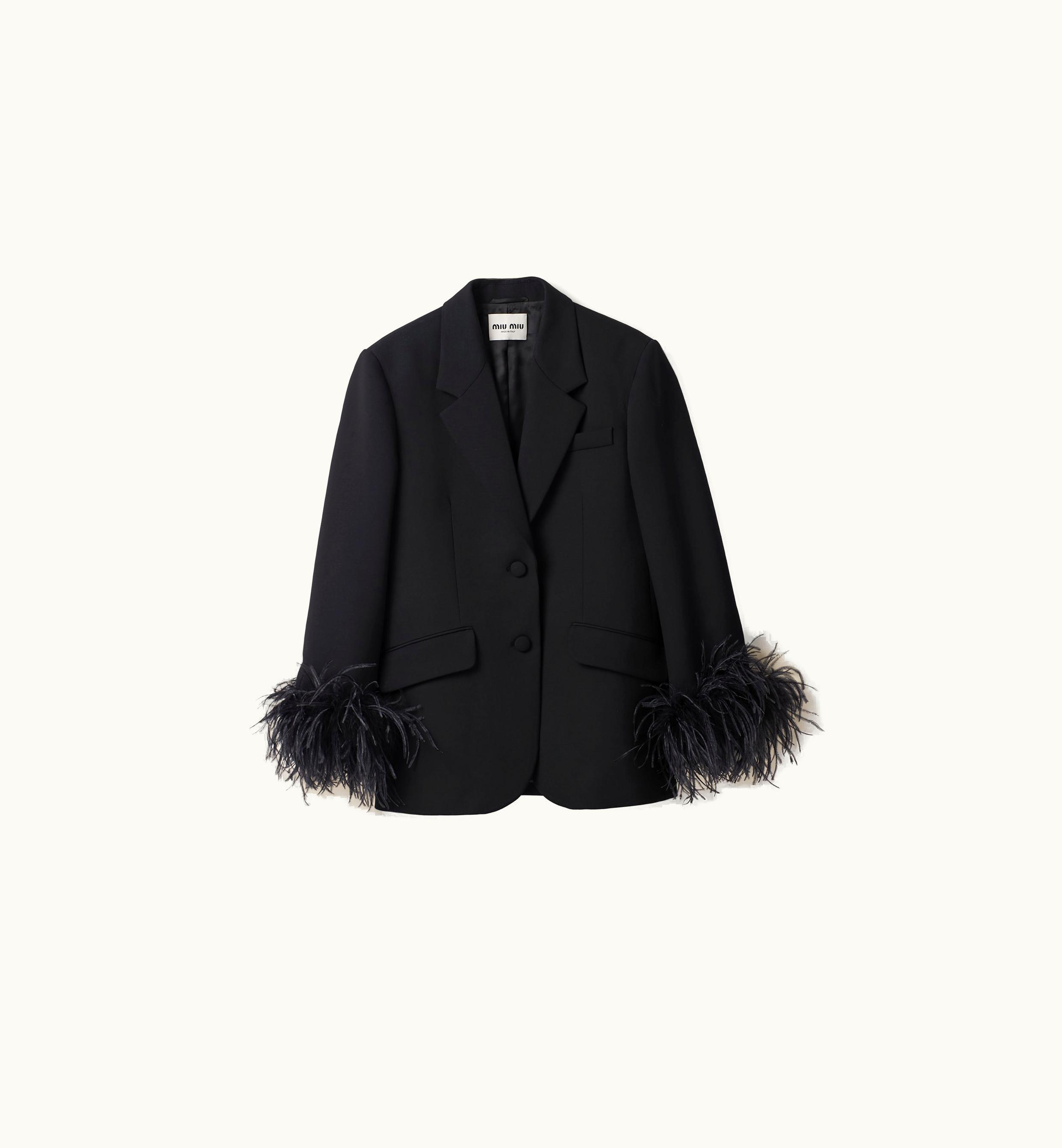Miu Miu Miu Miu Single-breasted Grain De Poudre Jacket Black