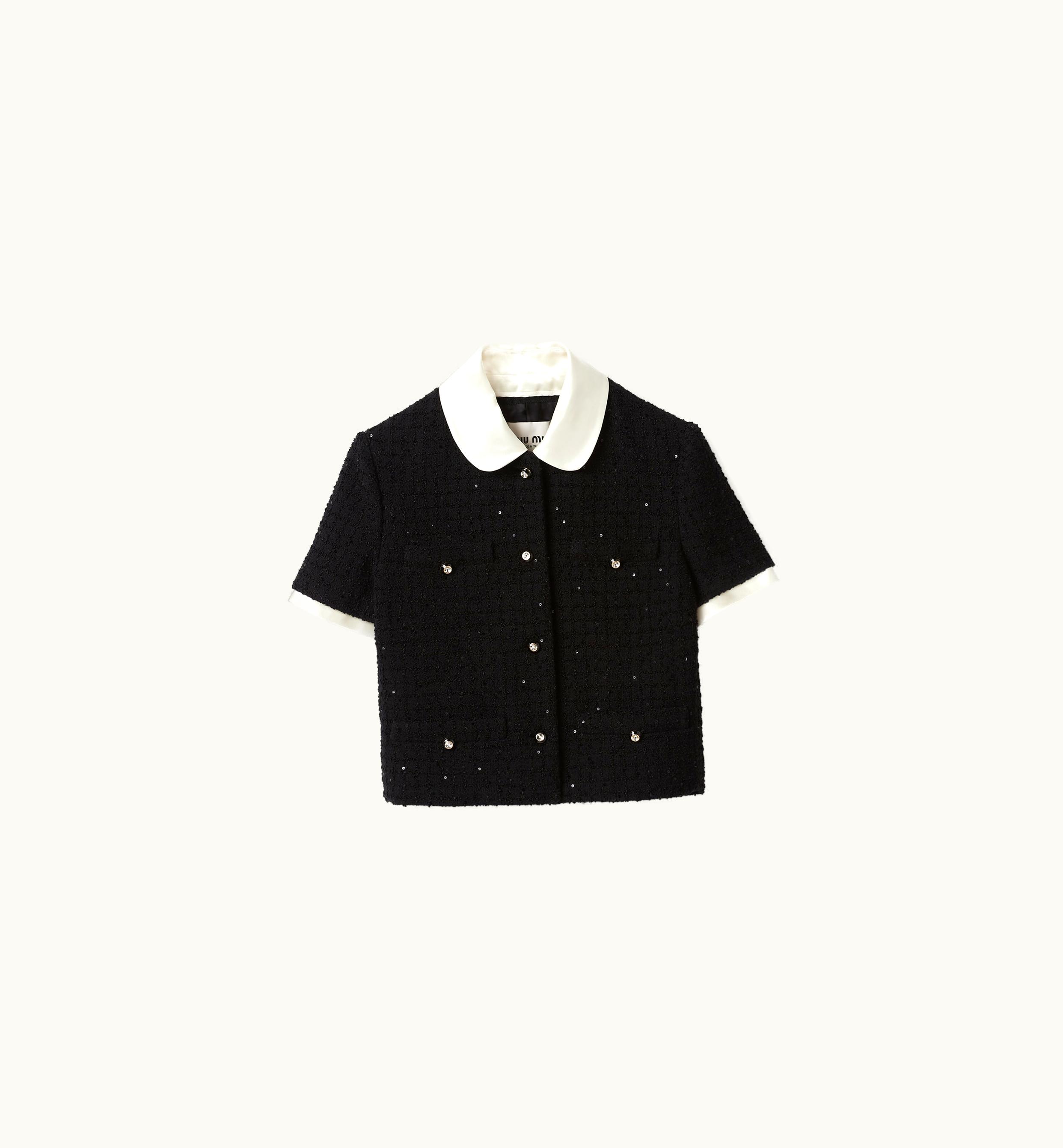 Miu Miu Miu Miu Crop Fit Bouclé Jacket Black