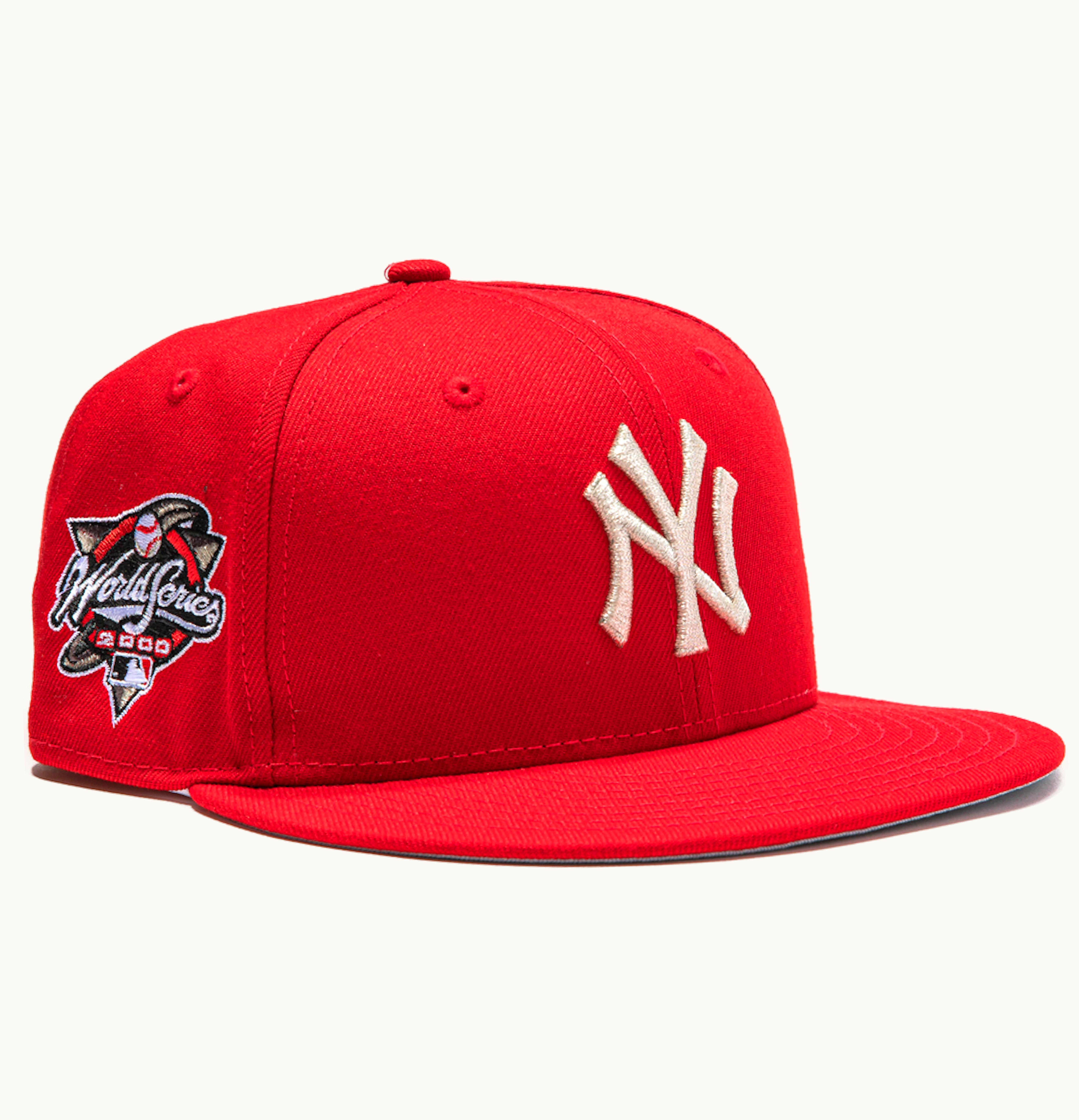 New Era New Era New York Yankees Aux Pack 2000 World Series Patch Hat Club Exclusive 59Fifty Fitted Hat Red Metallic Silver