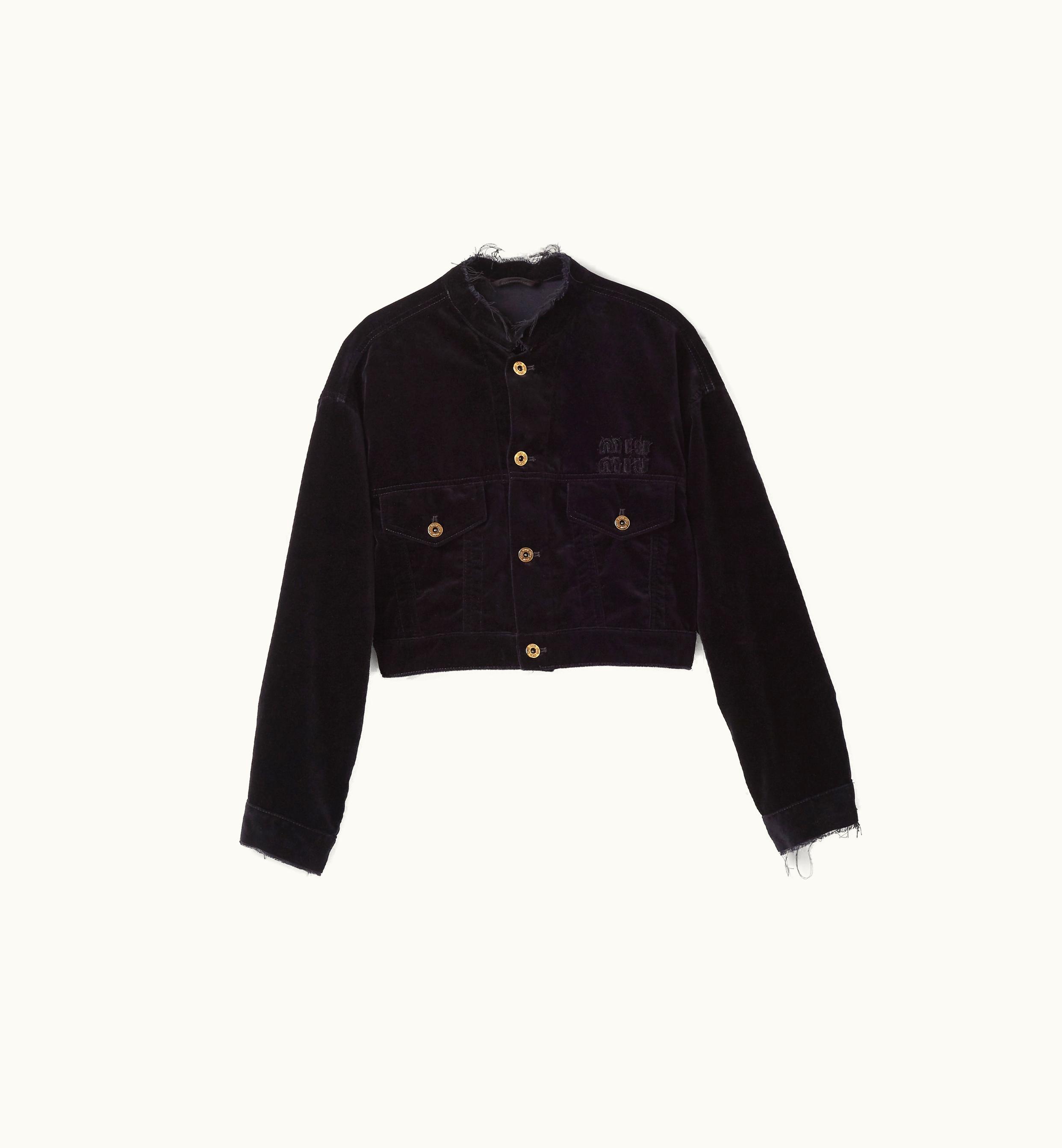 Miu Miu Miu Miu Washed Velvet Blouson Jacket Black