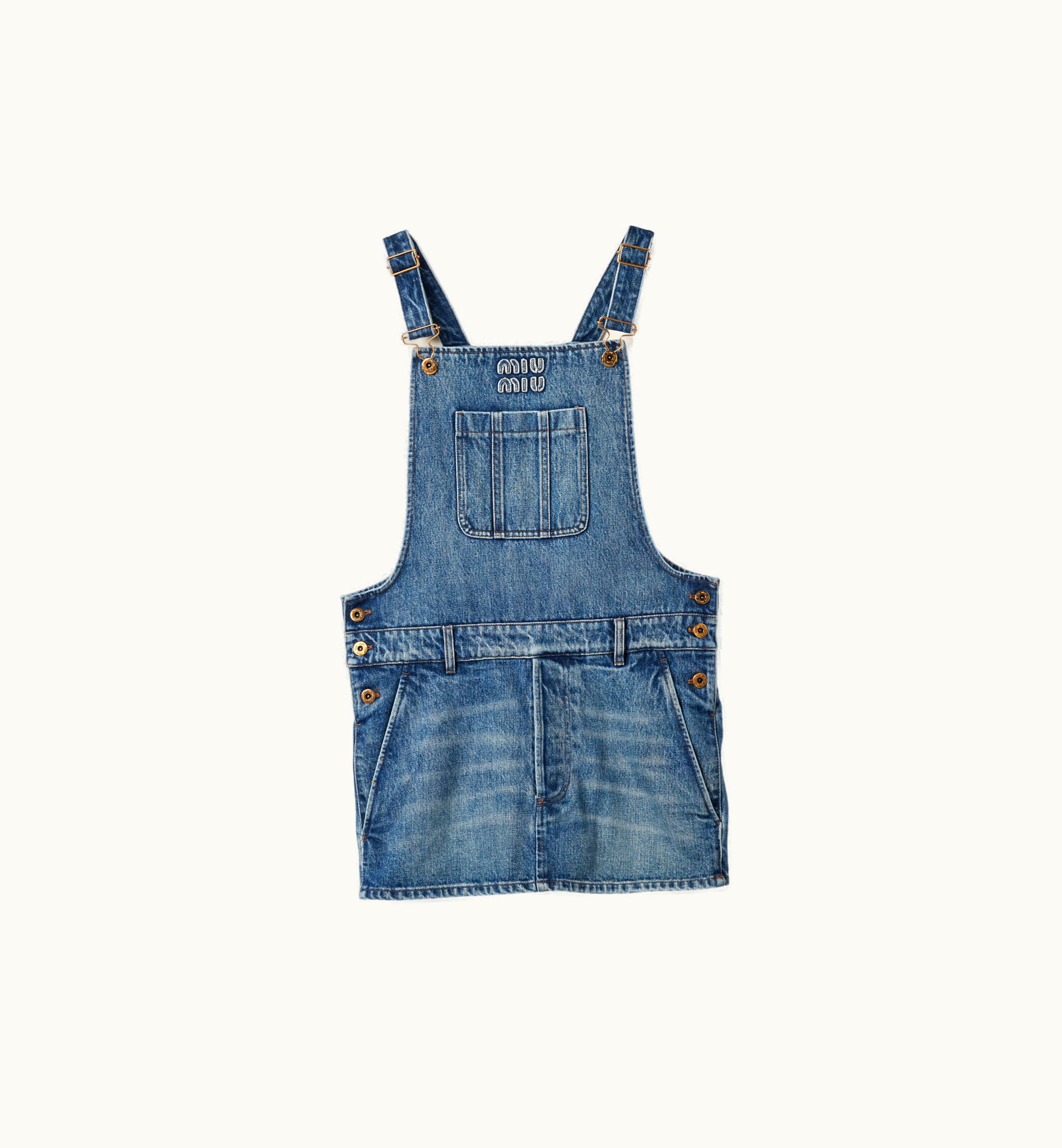 Miu Miu Miu Miu Denim Bib mini-dress Navy