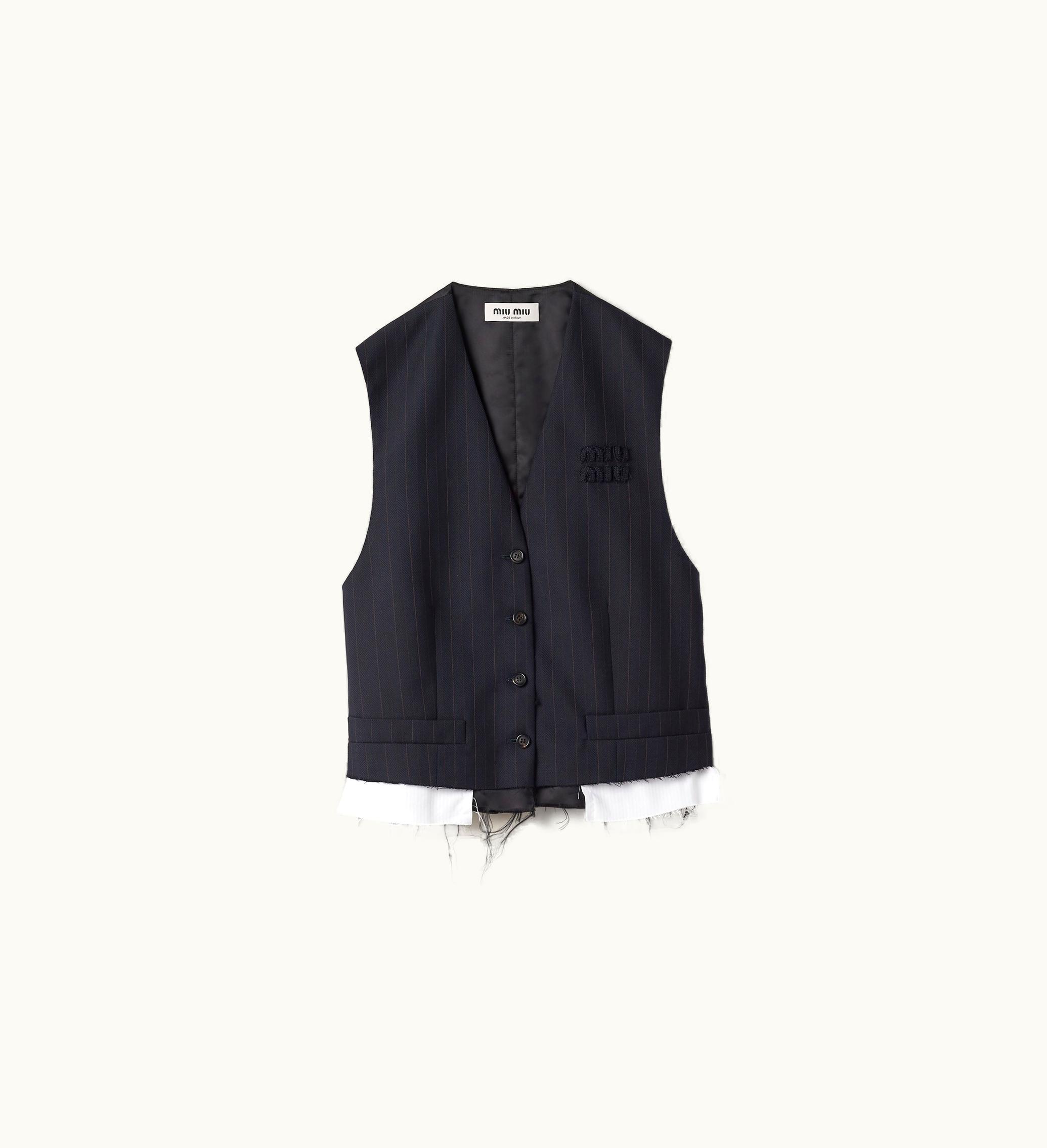 Miu Miu Miu Miu Single-breasted Pinstriped Vest Navy