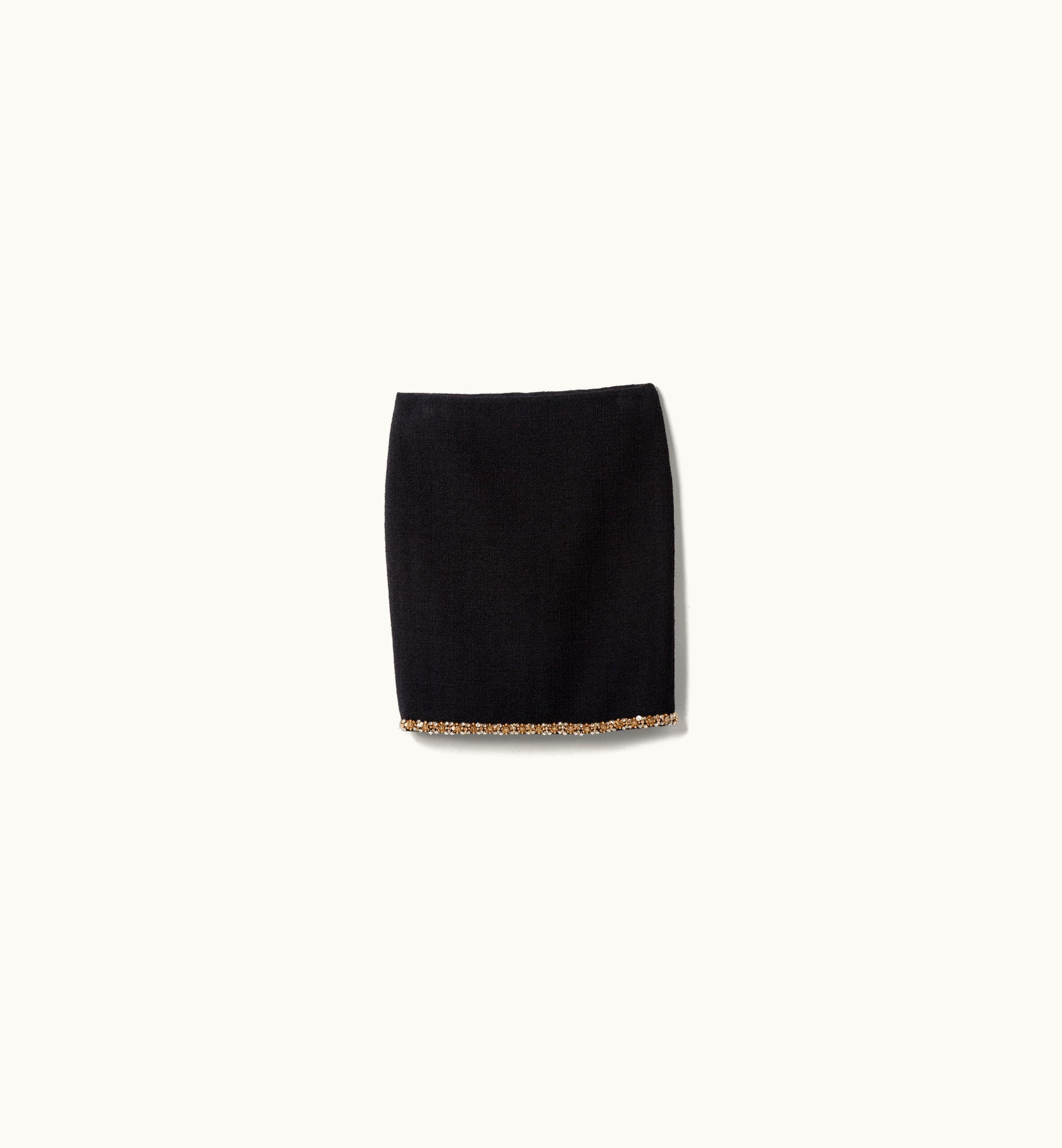 Miu Miu Miu Miu Embroidered Tweed Skirt Black