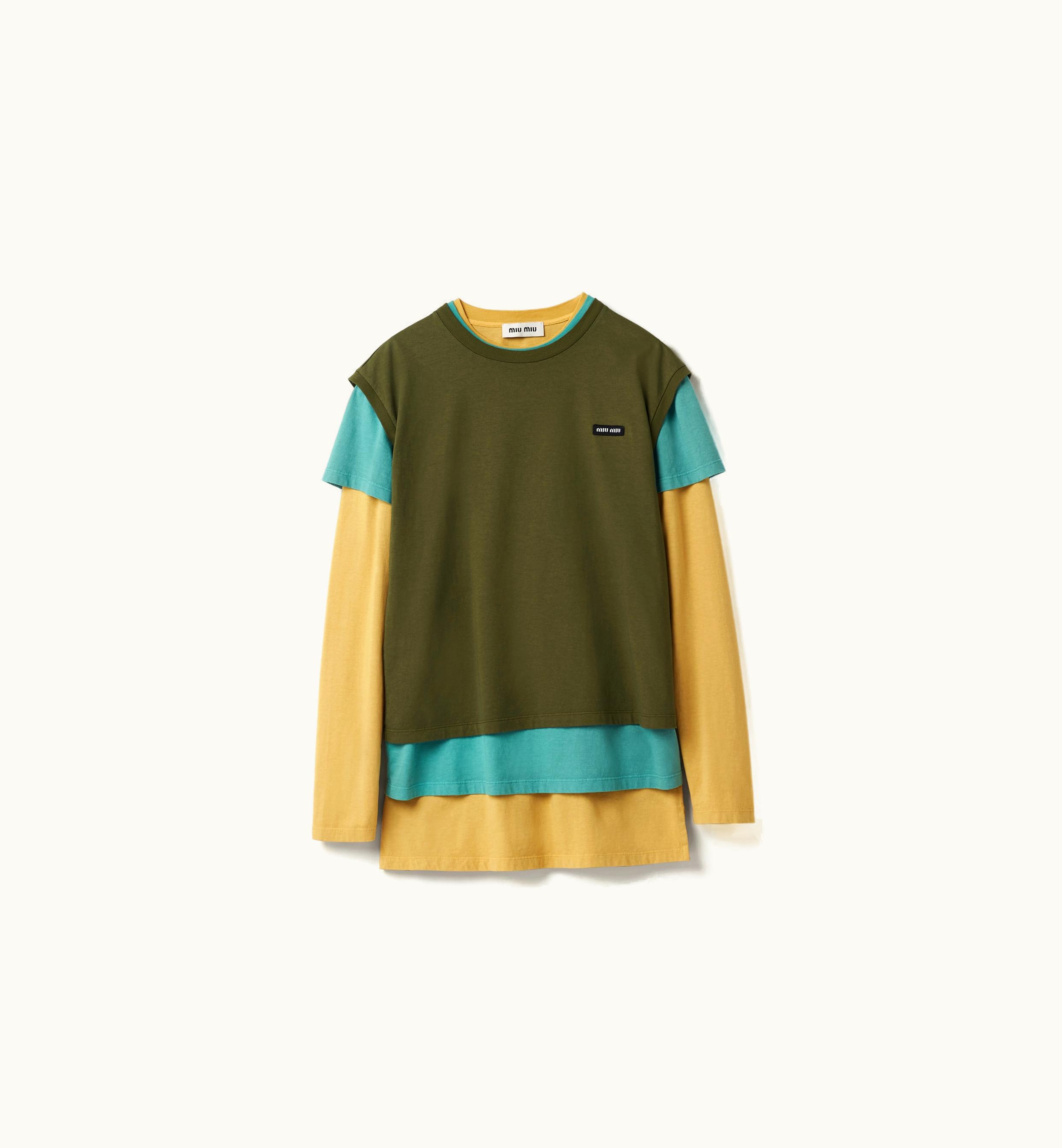 Miu Miu Miu Miu Set Of 3 Jersey T-shirts Citron Green / Jade / Military
