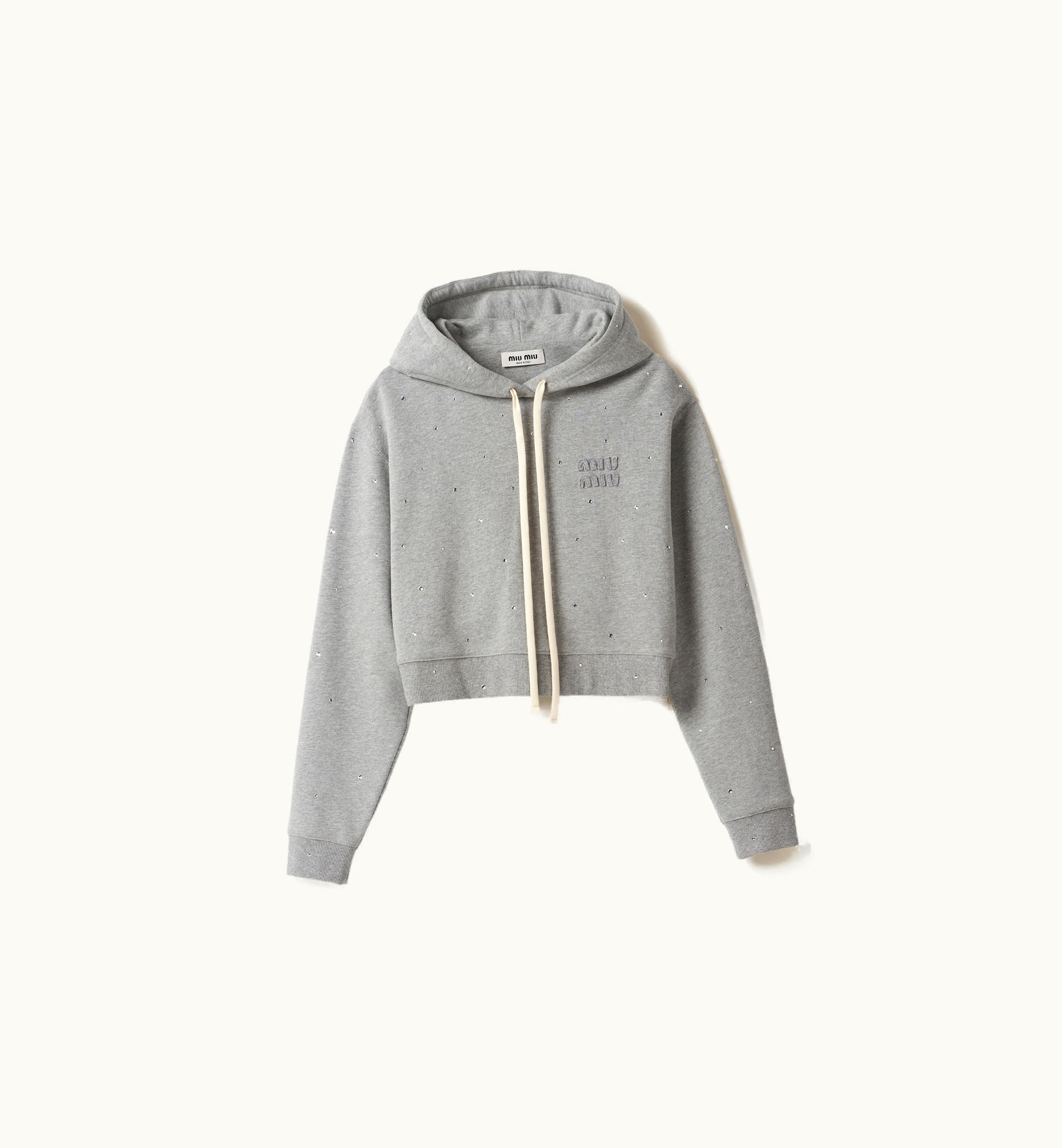 Miu Miu Miu Miu Cotton Fleece Hoodie Grey