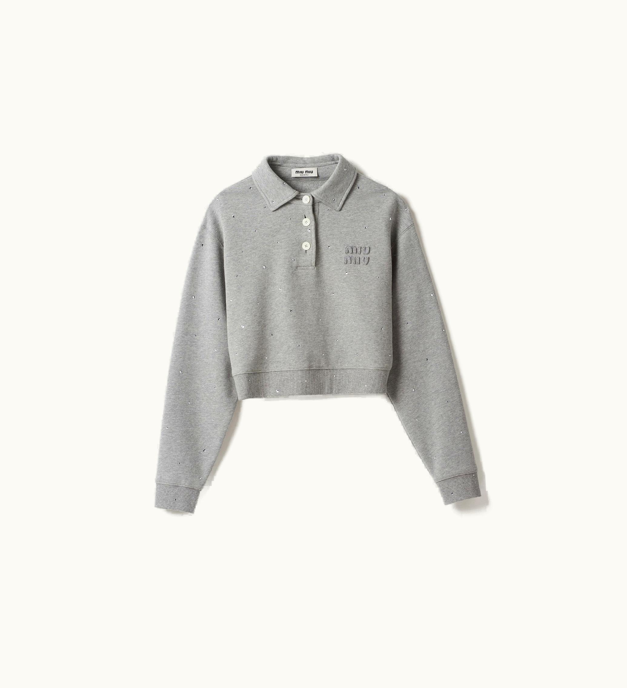 Miu Miu Miu Miu Cotton Fleece Polo Shirt Grey