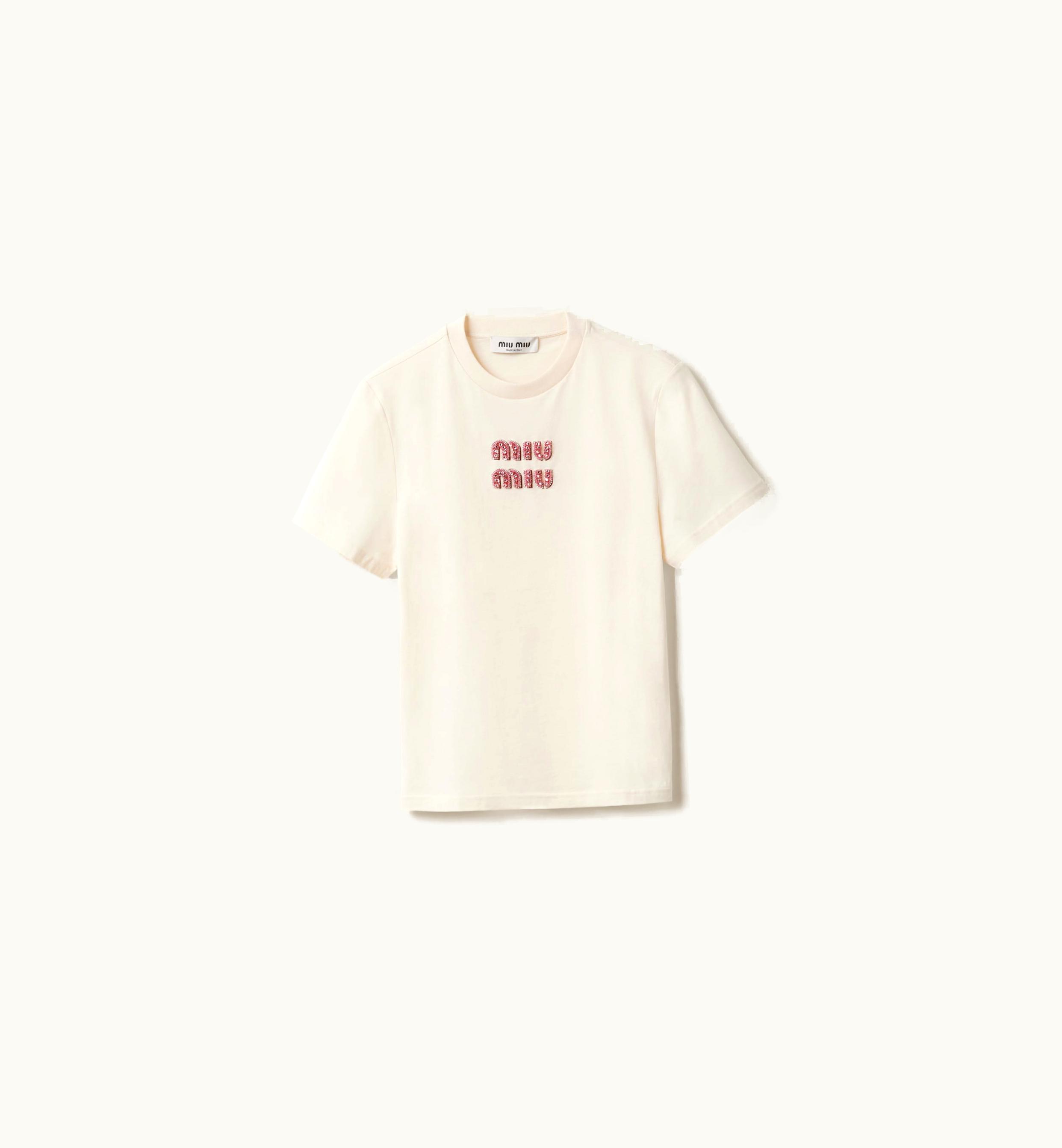Miu Miu Miu Miu Jersey T-shirt Tan / Pink