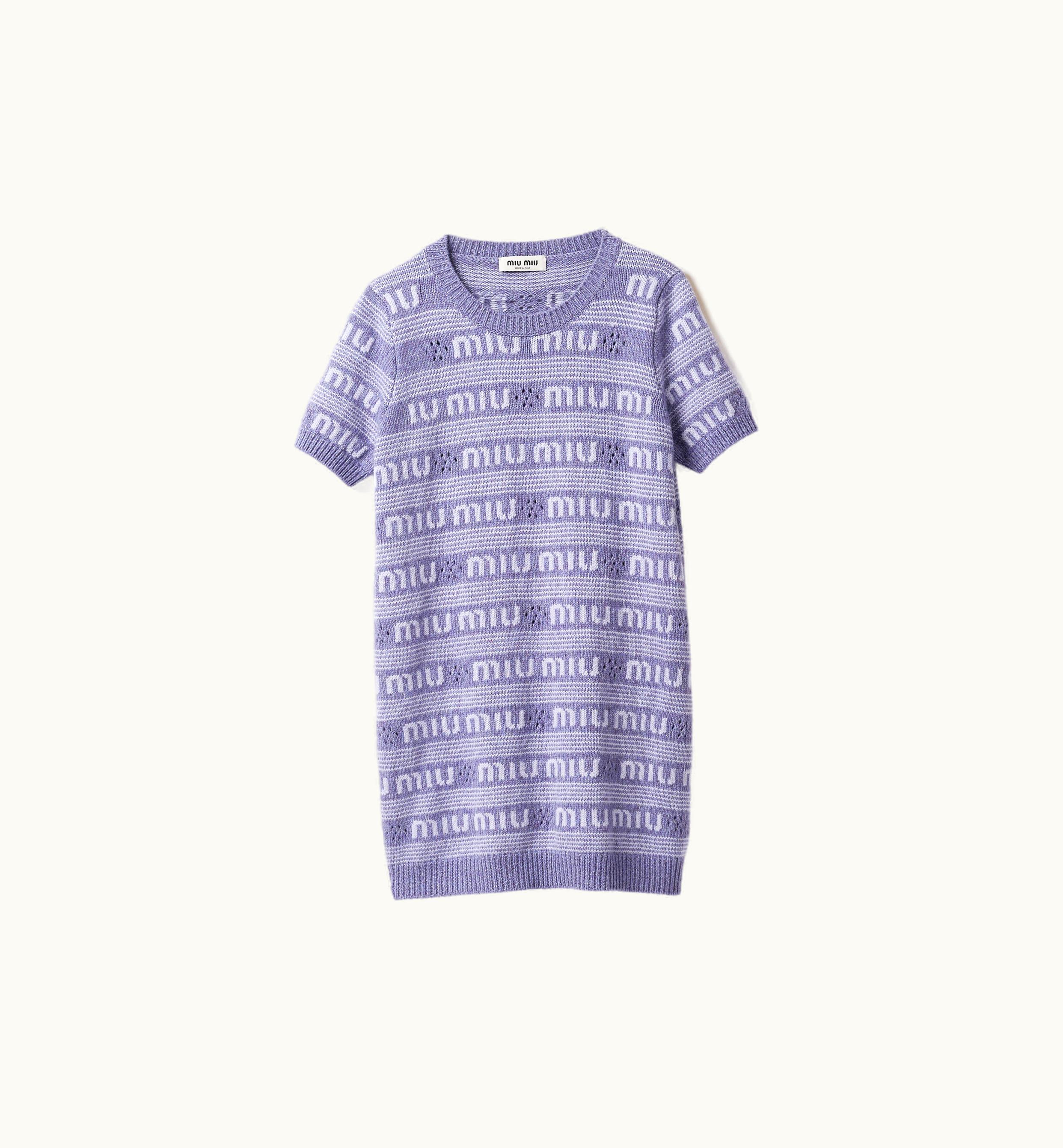 Miu Miu Miu Miu Wool And Cashmere Dress With Logo Wisteria