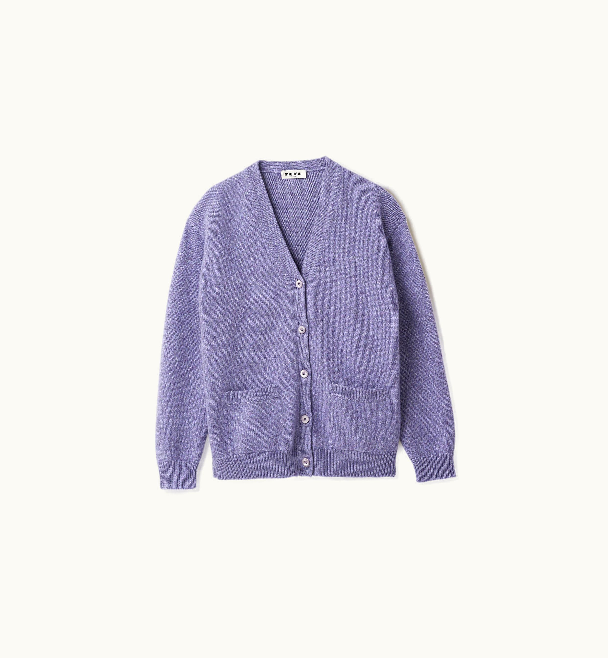 Miu Miu Miu Miu Wool And Cashmere Cardigan Wisteria