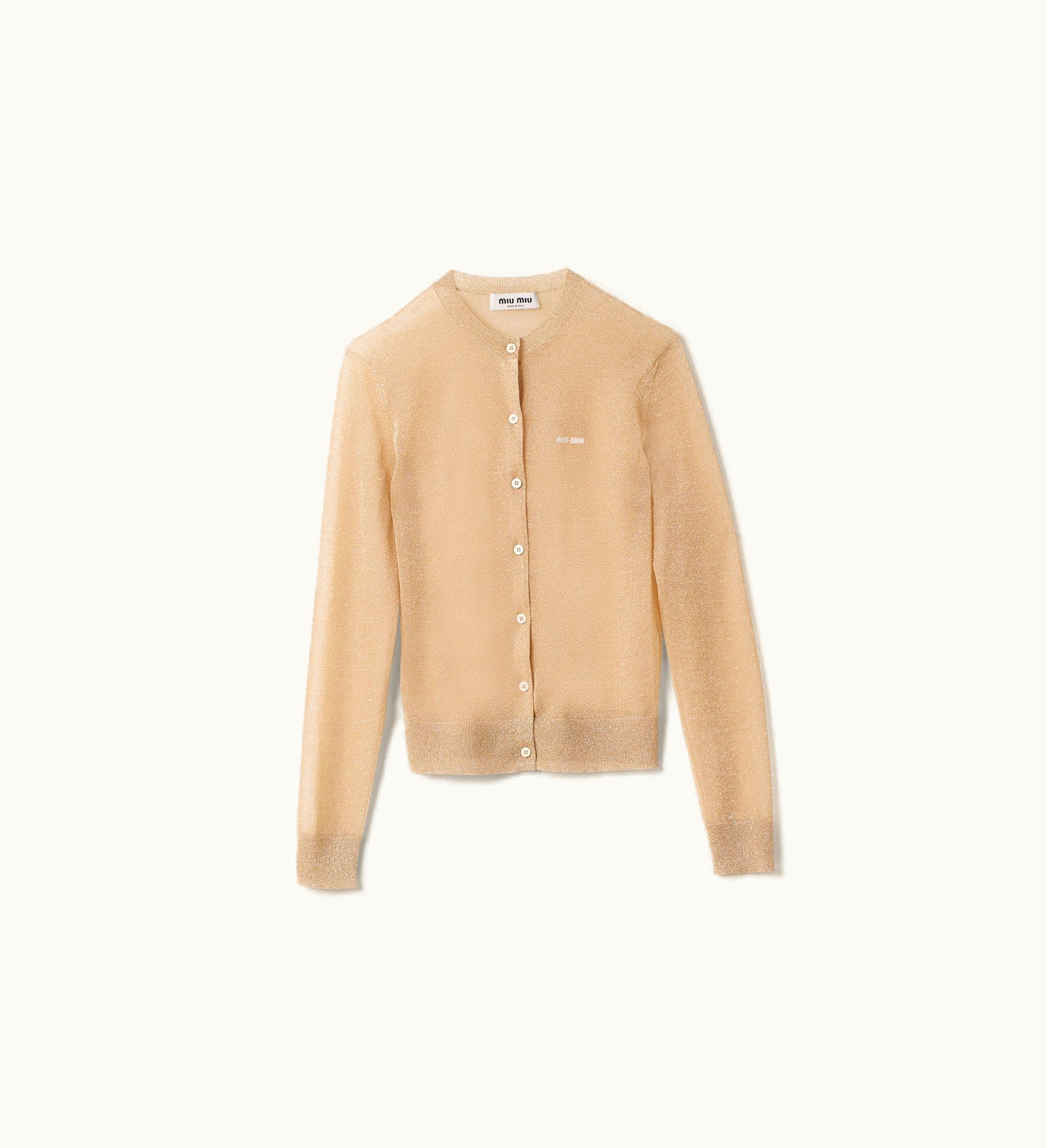 Miu Miu Miu Miu Lamé Knit Cardigan Gold